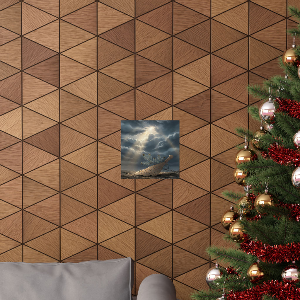 Dramatic Storm — Young Pine Tree And Jeweled Broom — Matte Poster