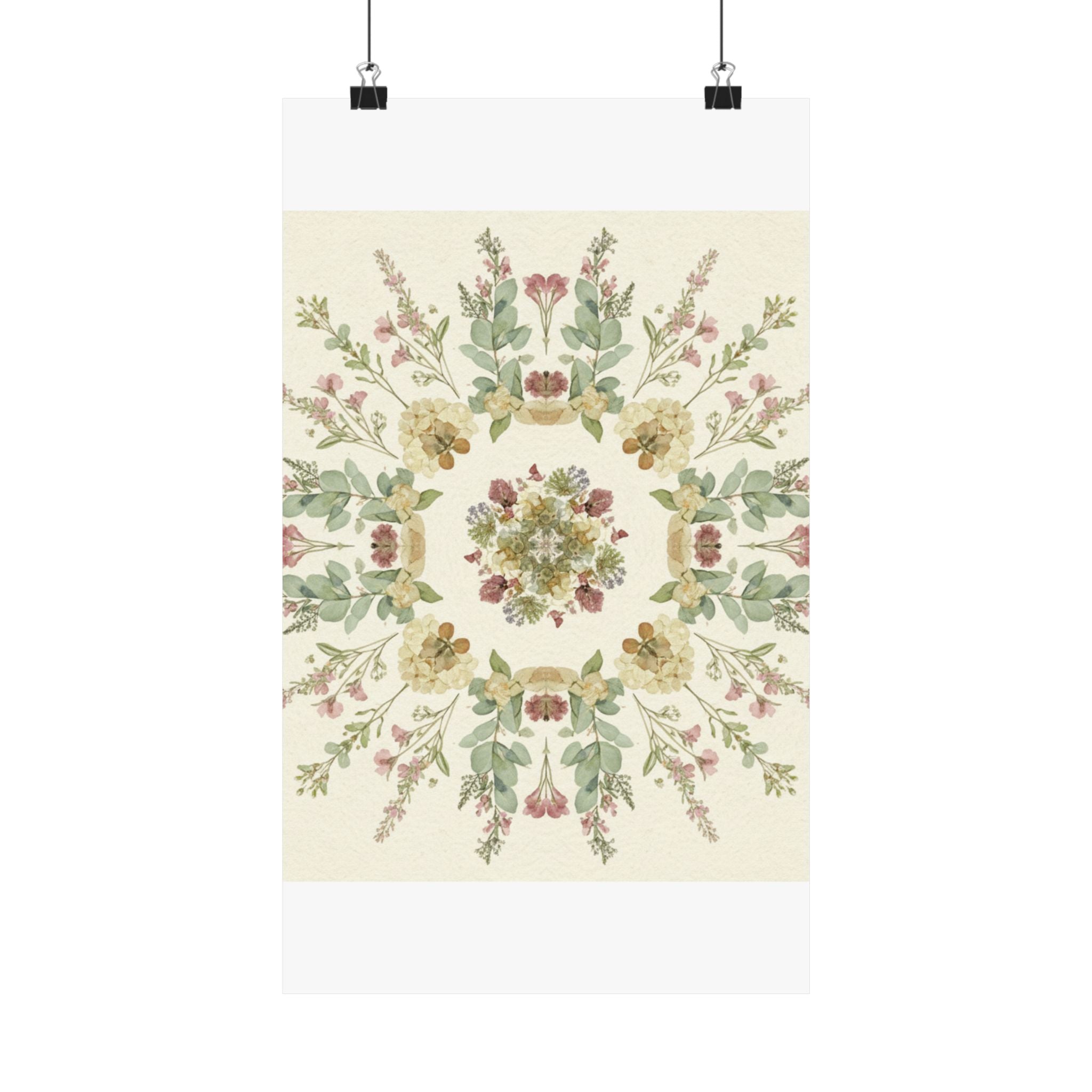 Pressed Wildflower Symmetry Cottagecore Botanical Poster