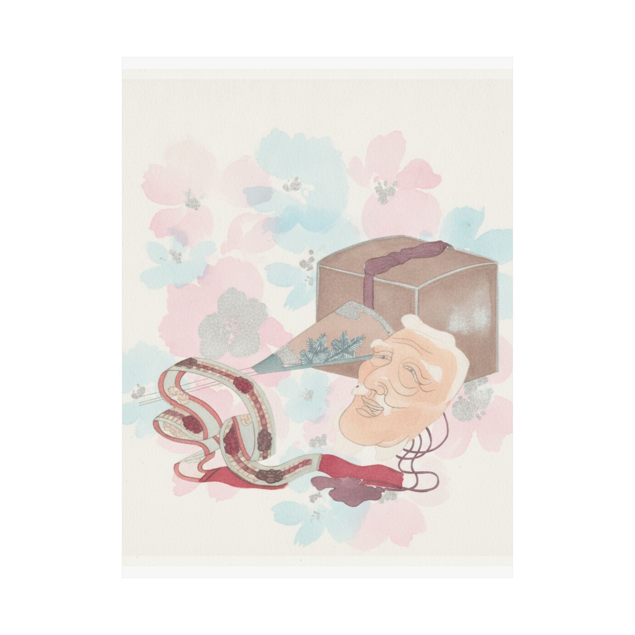 Watercolor — Mask And Other Objects For The Noh Dance — Matte Poster