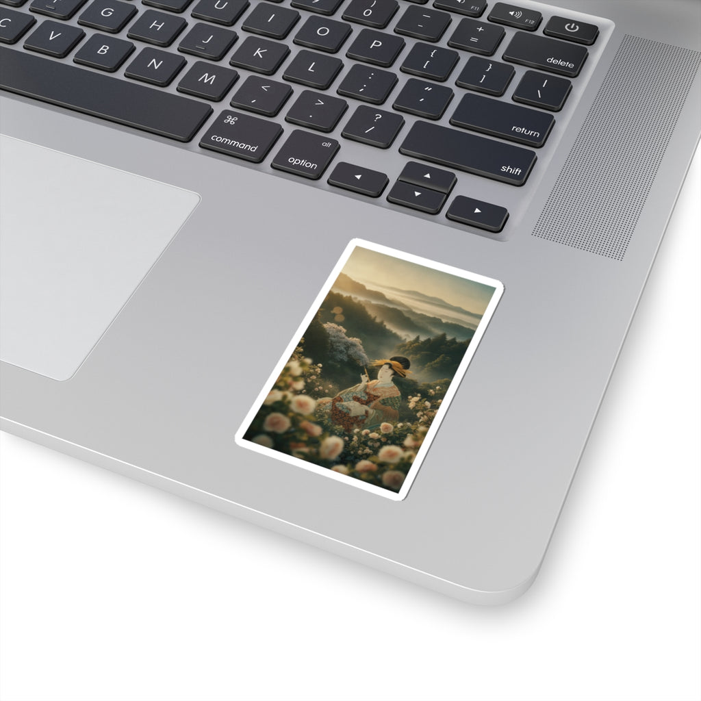 Scenic Nature — Courtesan With Book And Hair-Pin — Kiss-Cut Sticker