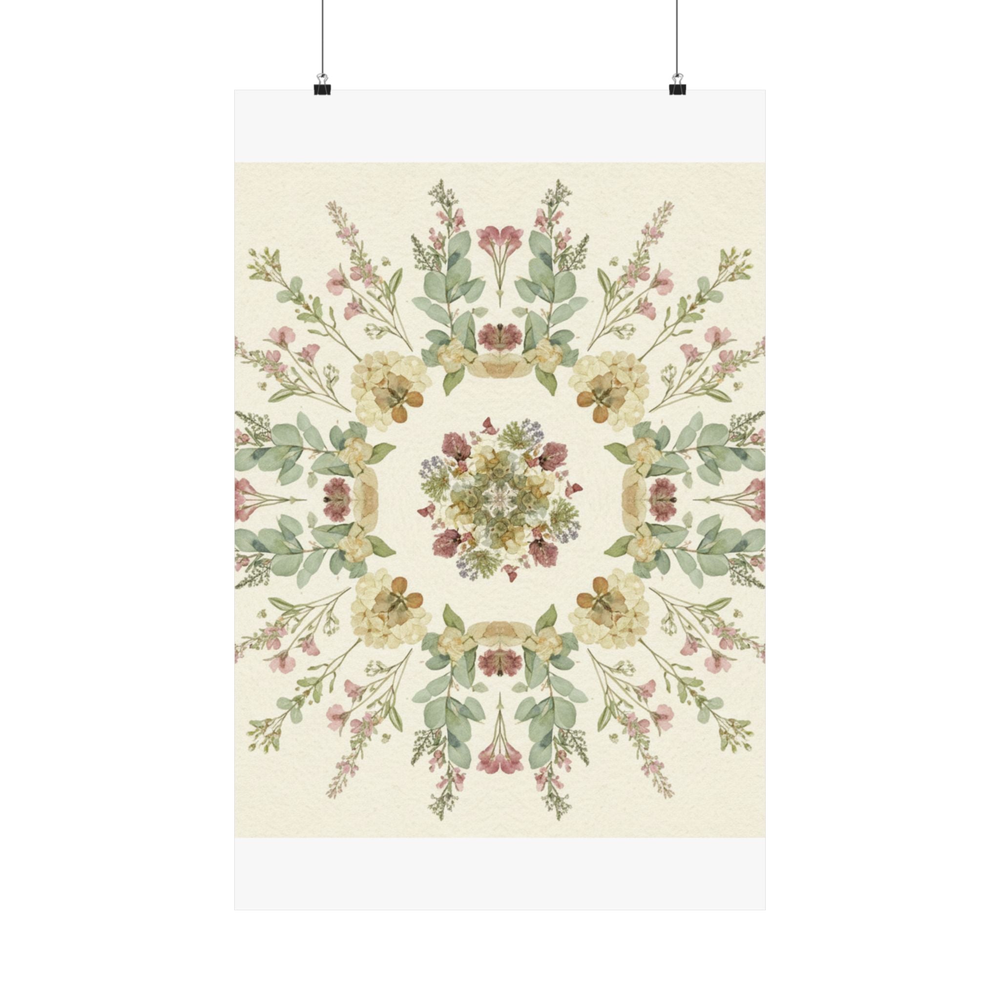 Pressed Wildflower Symmetry Cottagecore Botanical Poster