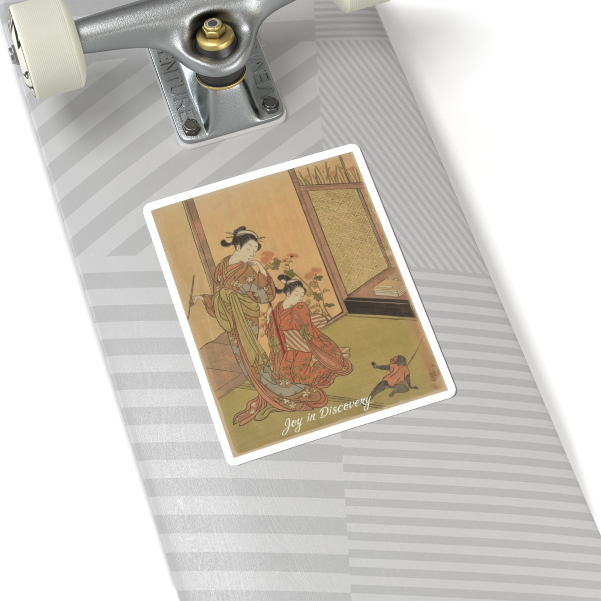 Affirmation — Two Girls Looking At A Monkey On A Leash — Kiss-Cut Sticker