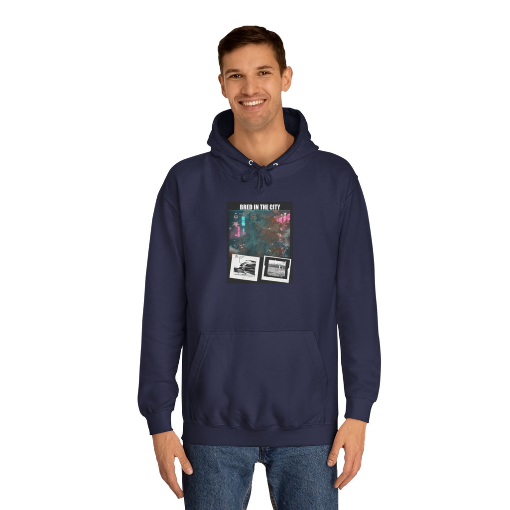 Bred In The City Neon Car Polaroid Collage Hoodie