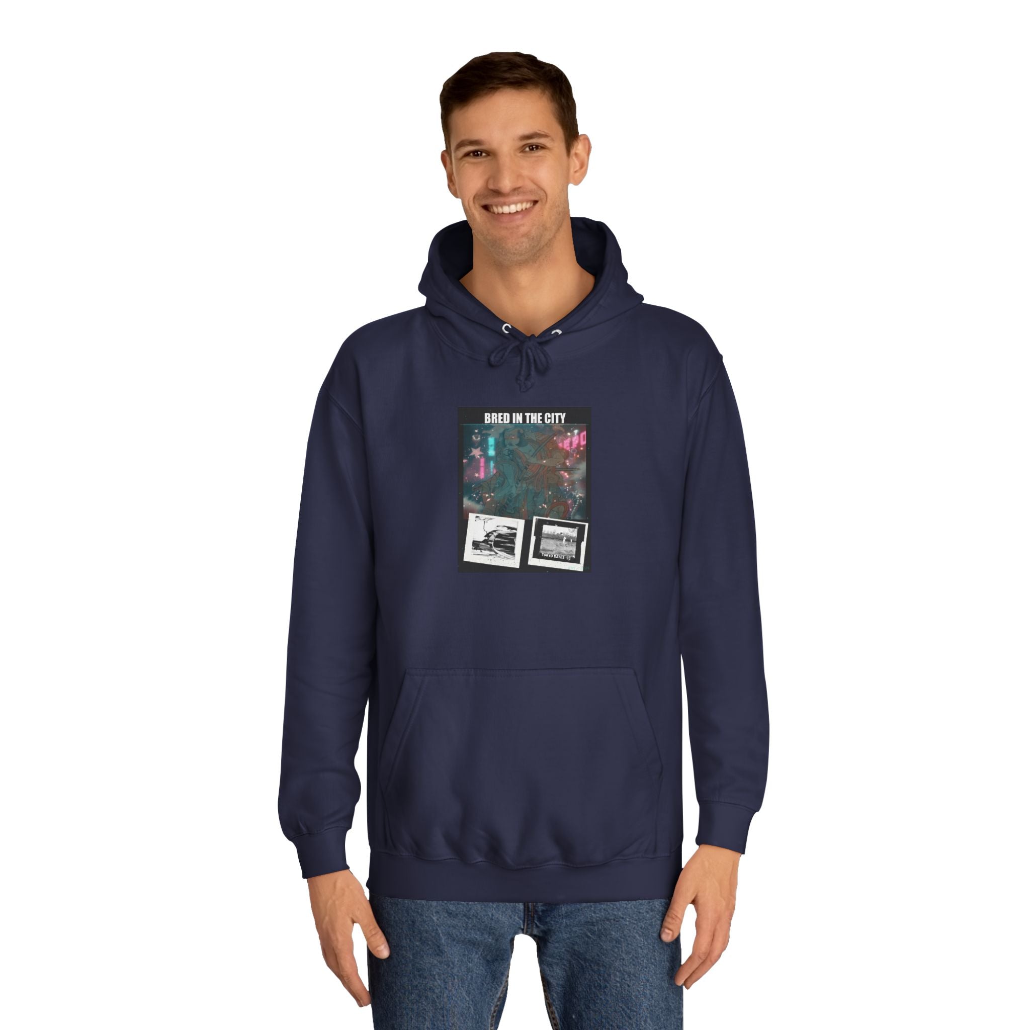 Bred In The City Neon Car Polaroid Collage Hoodie
