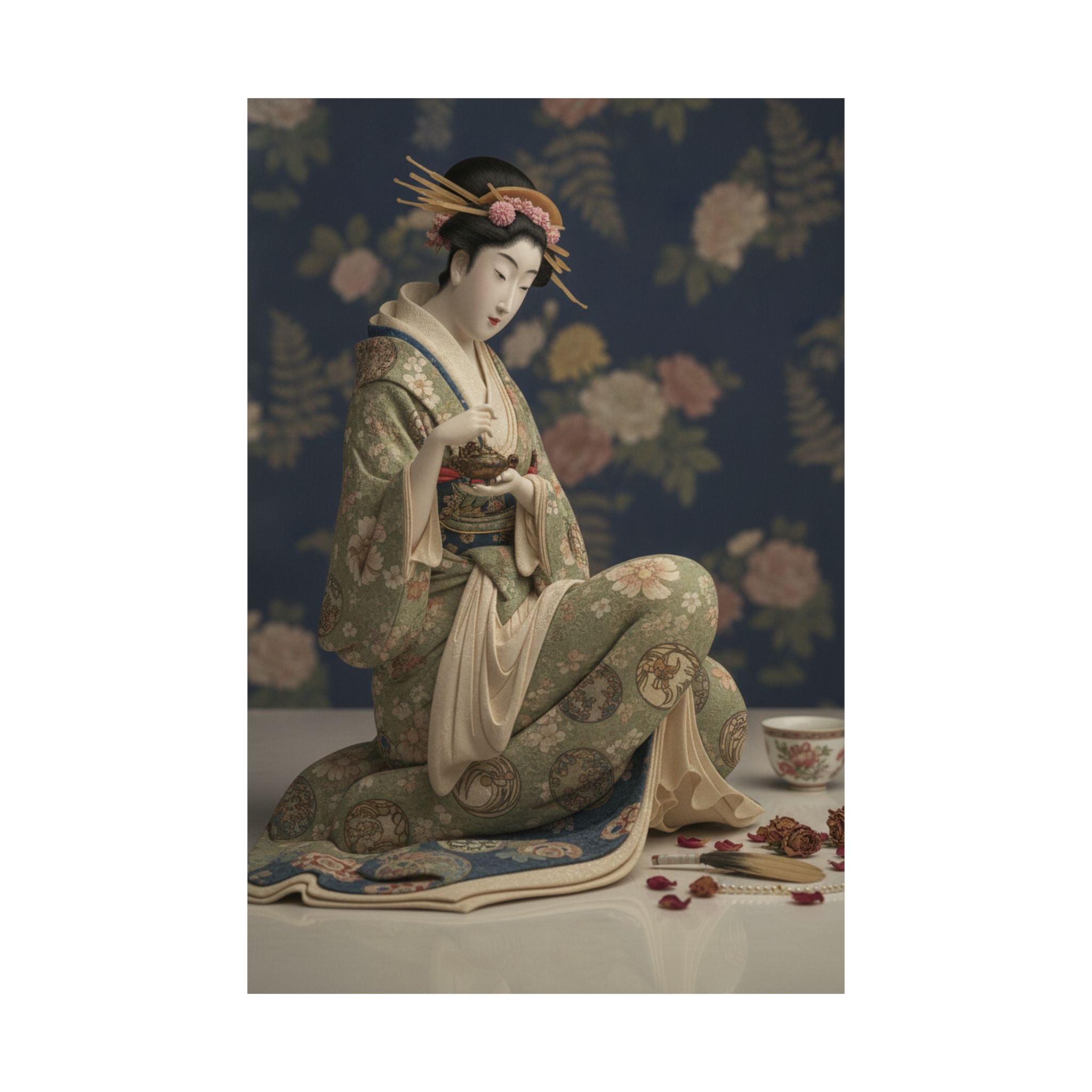 Product Marketing — Konosato Of Takeya Seated, Holding An Incense Burner — Matte Poster