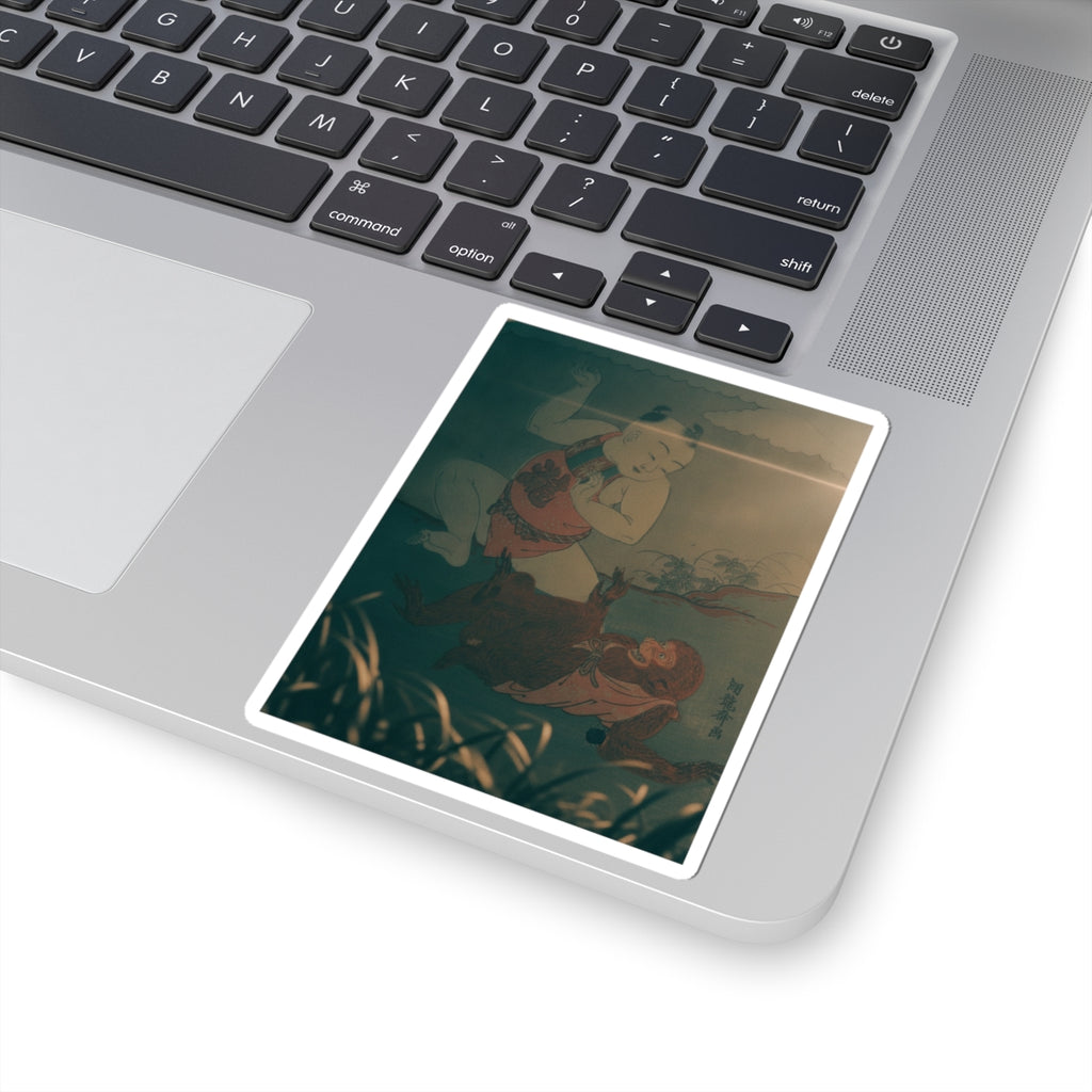 Cinematic — Boy And Monkey Playing — Kiss-Cut Sticker