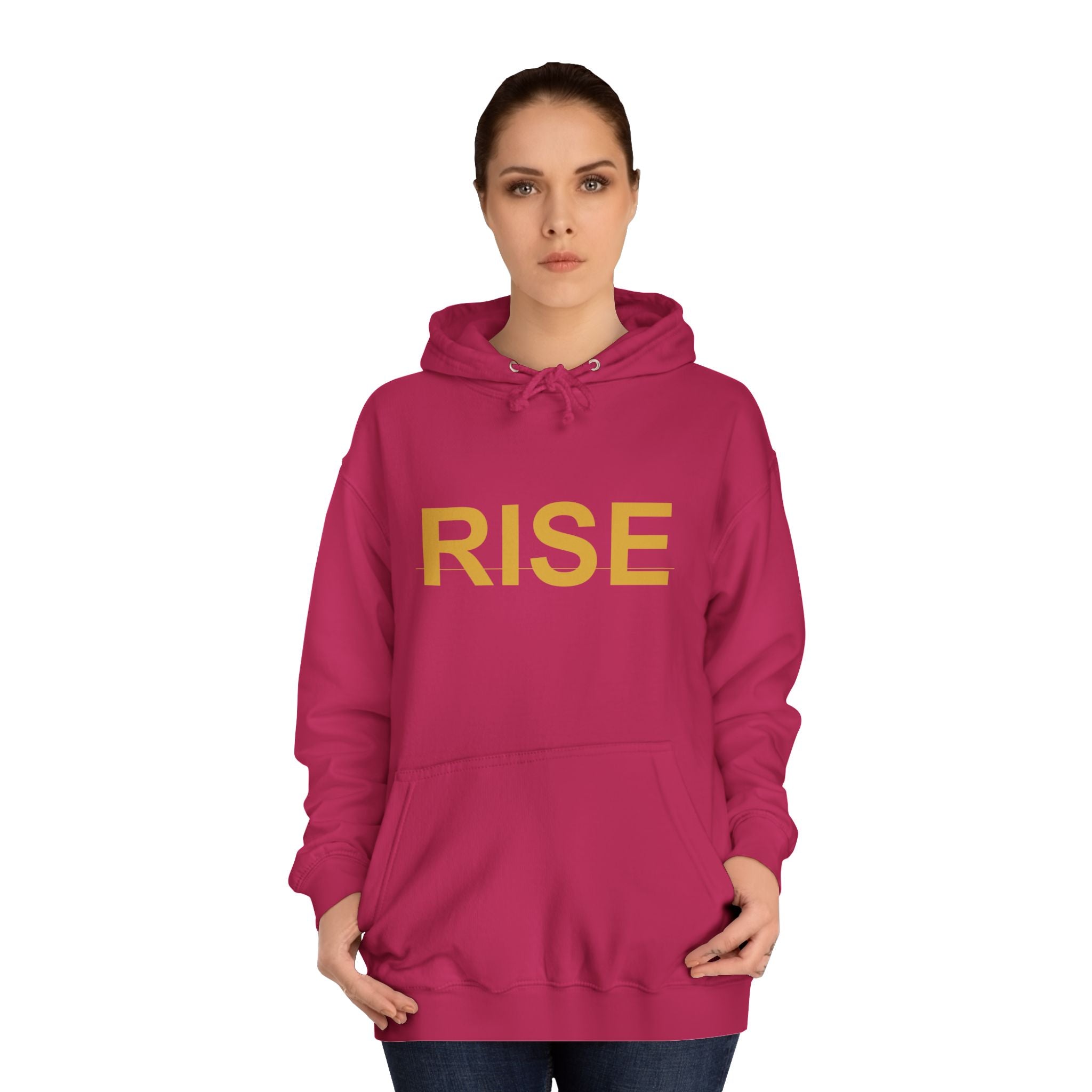 RISE Gold Block Letter Minimal Typography Hoodie