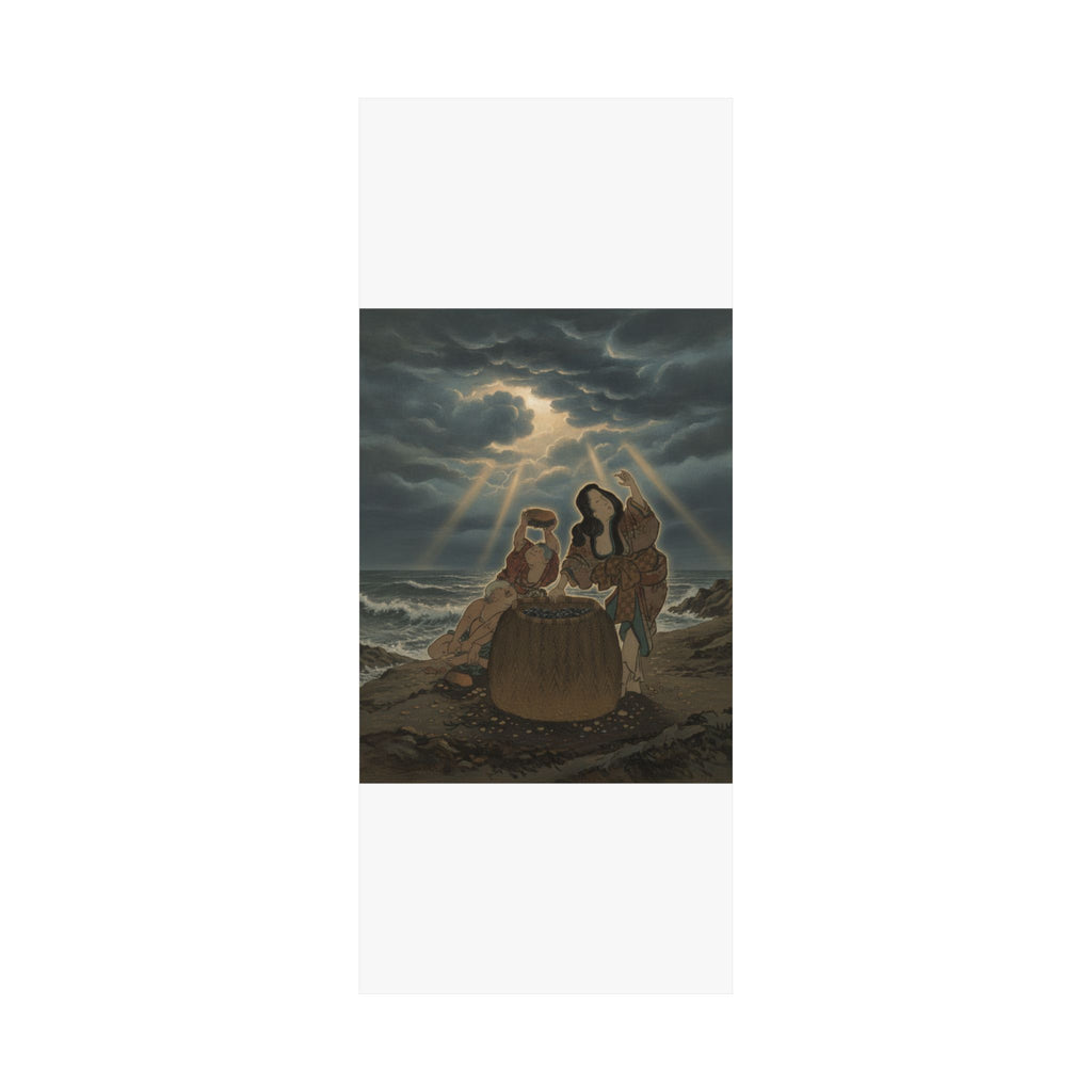 Dramatic Storm — Fisherwoman With A Basket And Two Boys — Matte Poster