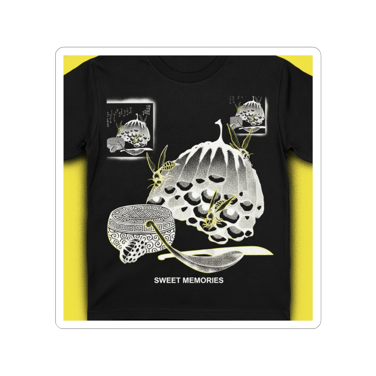 Streetwear Collage — Hives With Wasps, And A Box With A Spoon For Honey — Kiss-Cut Sticker