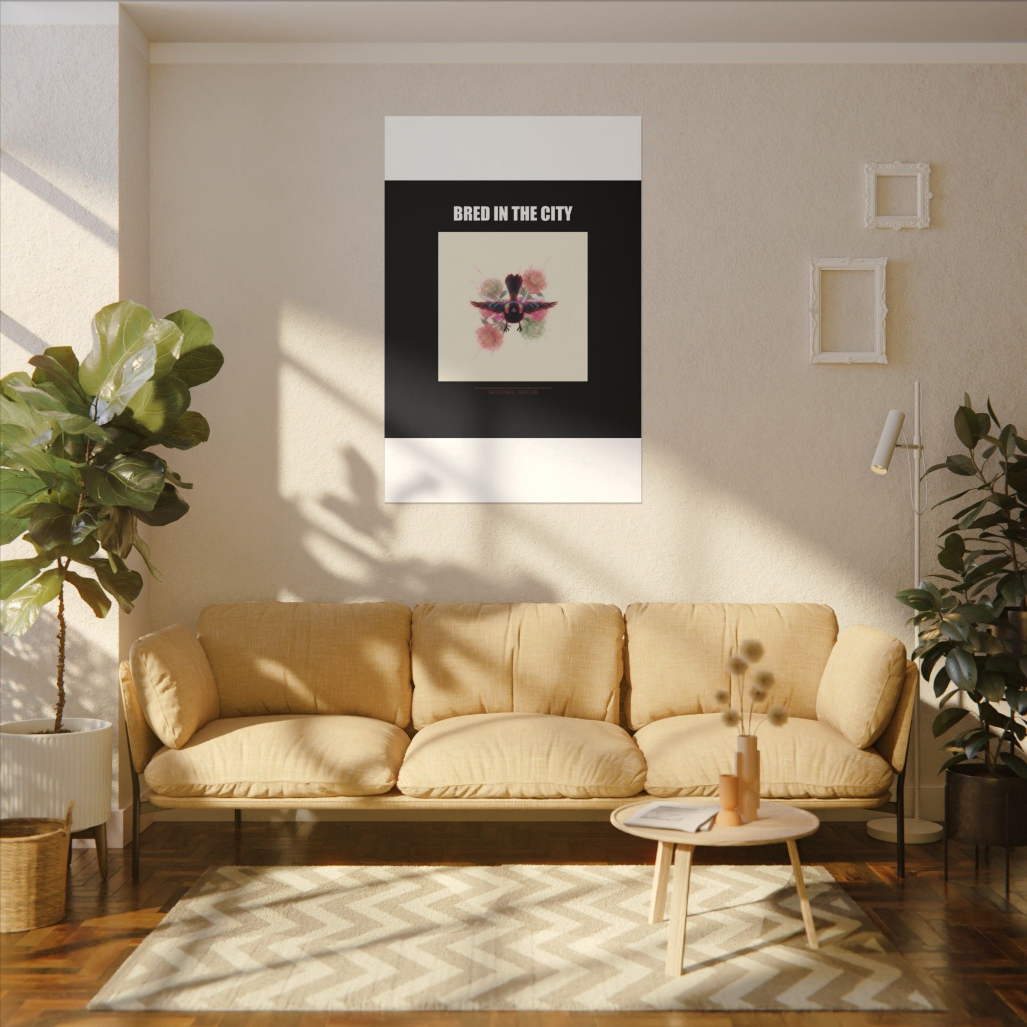 BRED IN THE CITY Flying Bird & Roses Matte Canvas
