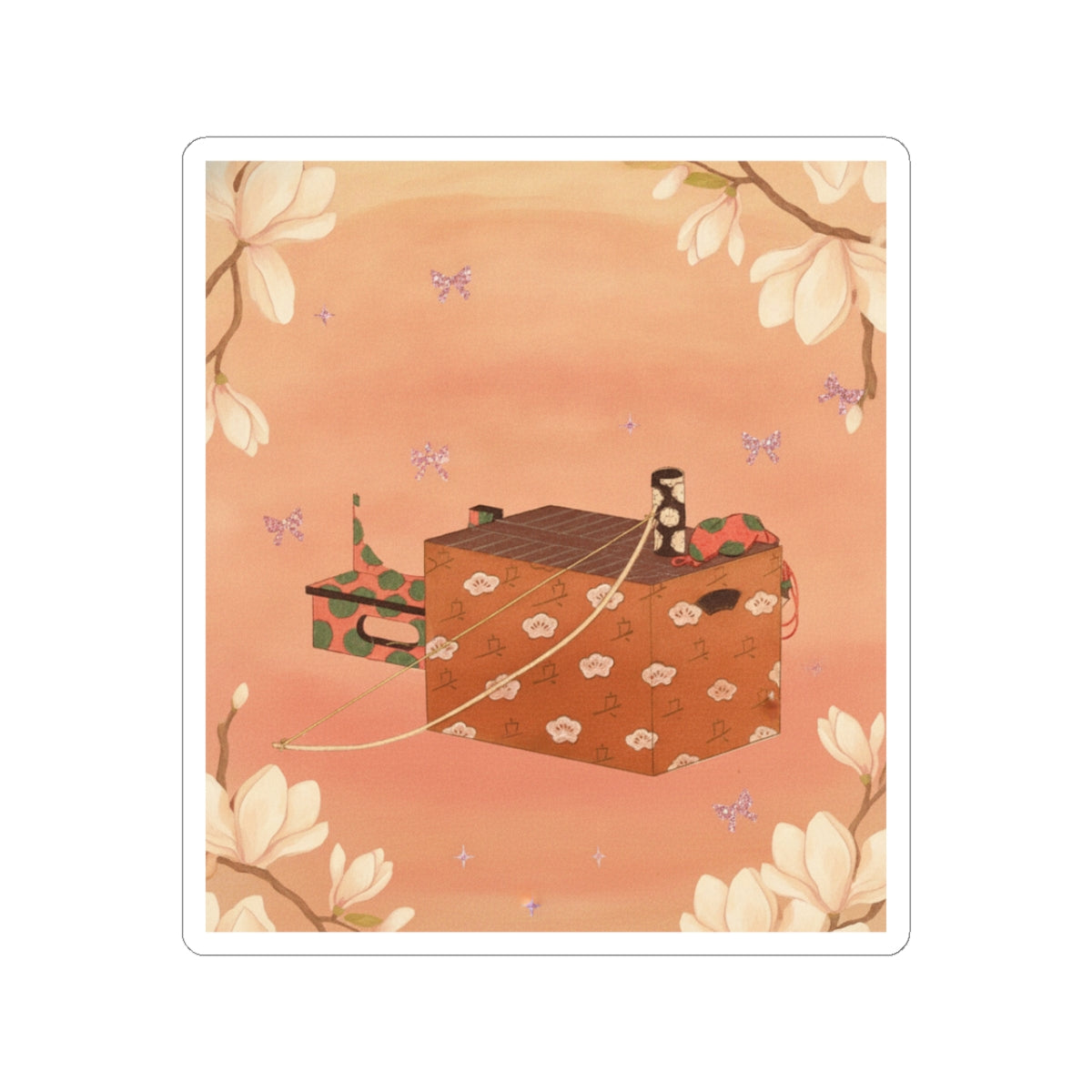 Southern Sunset — Box For Sugoroku Game (A Kind Of Backgammon), Bow And Drum — Kiss-Cut Sticker