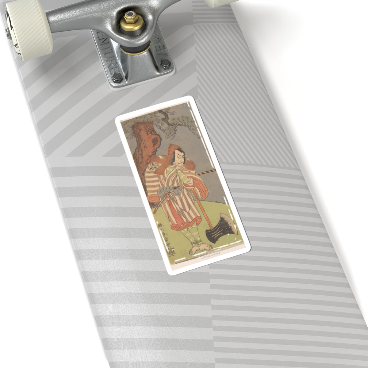 Ecommerce Main — The Actor The Fourth Danjuro With His Chin In His Hand Leaning On The Handle Of  — Kiss-Cut Sticker