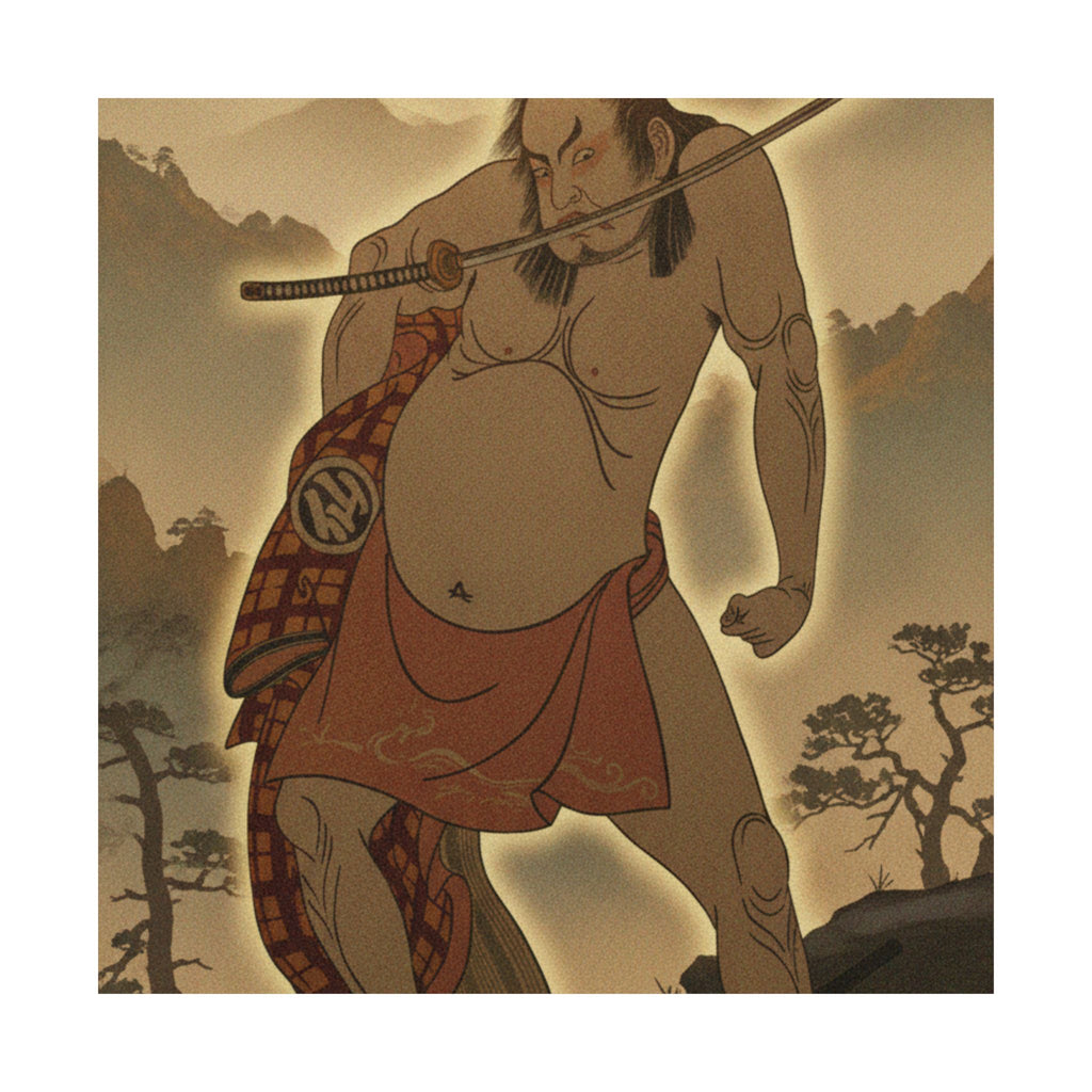Scenic Nature — The Second Nakamura Sukegoro As A Man Entirely Nude Save For Loin Cloth — Matte Poster