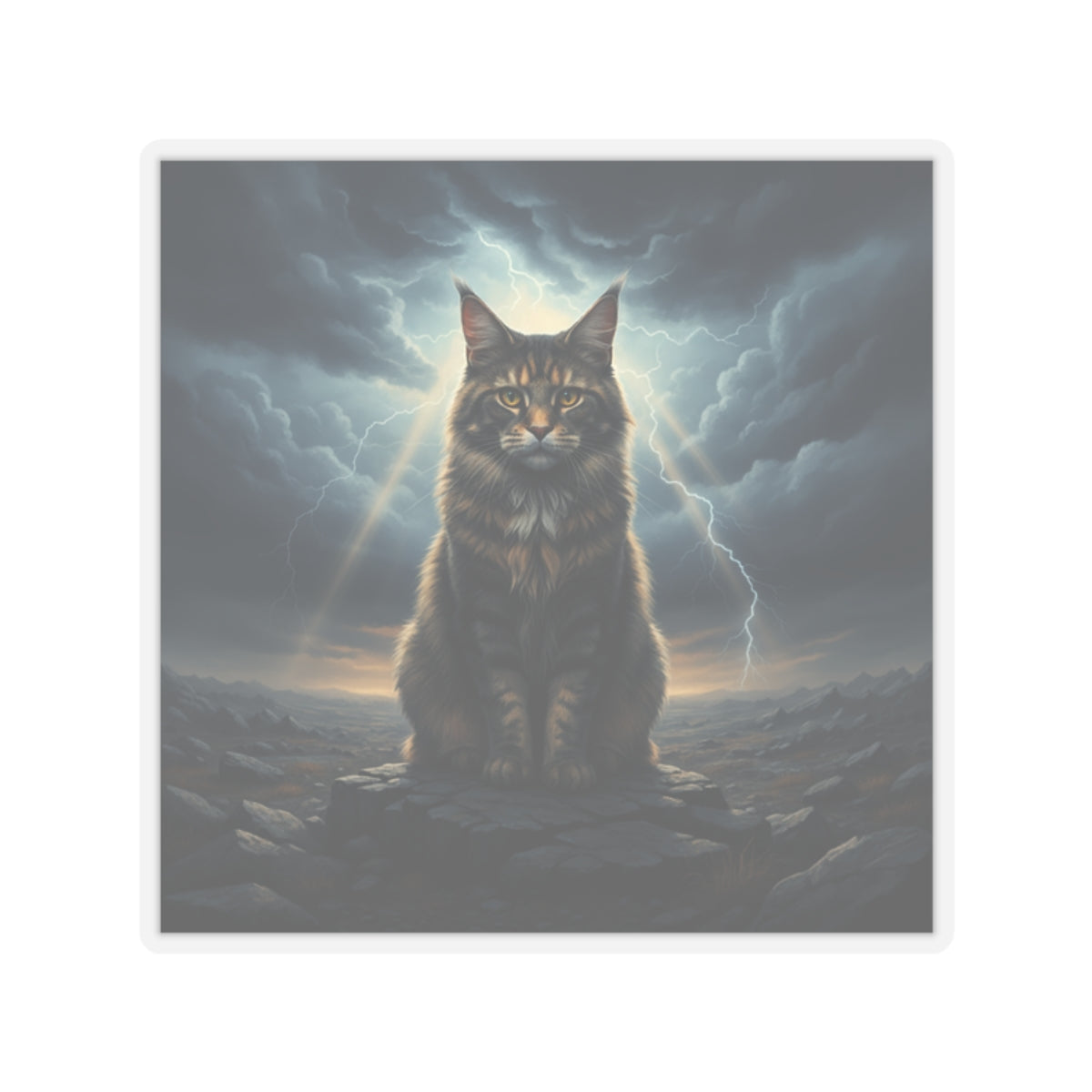 Dramatic Storm — Cat — Kiss-Cut Sticker