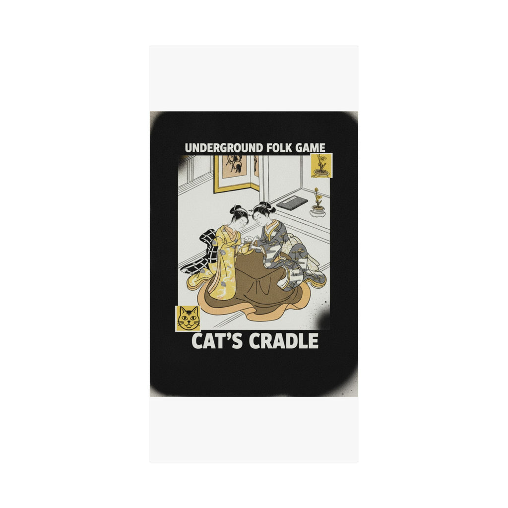Streetwear Collage — Two Young Women Seated By A Kotatsu Playing Cat'S Cradle — Matte Poster