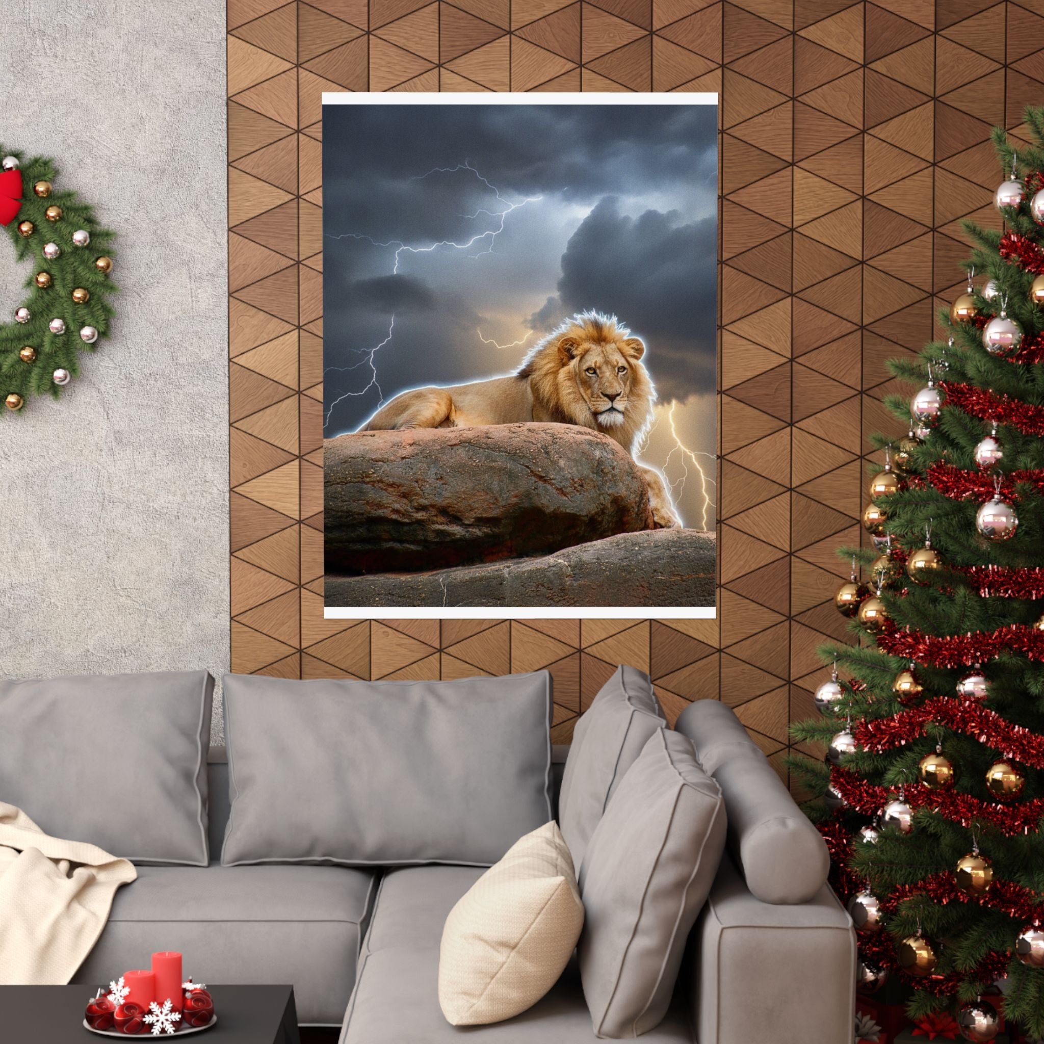 Dramatic Storm — Lion — Matte Poster