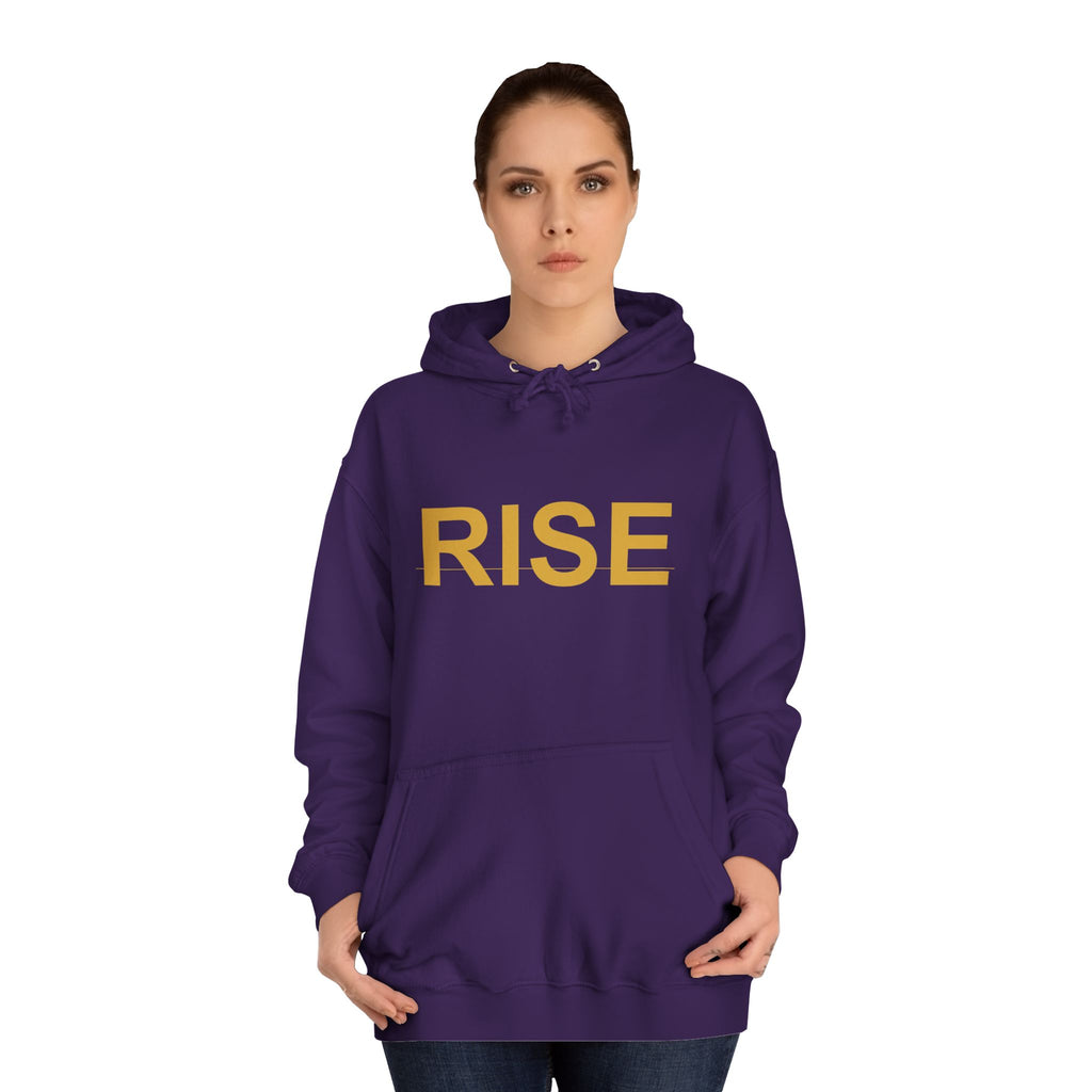 RISE Gold Block Letter Minimal Typography Hoodie