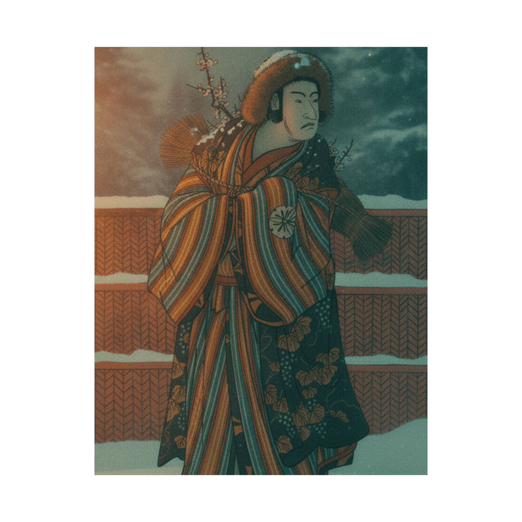 Cinematic — Matsumoto Sumezō As A Man In Winter Attire Standing In The Snow — Matte Poster