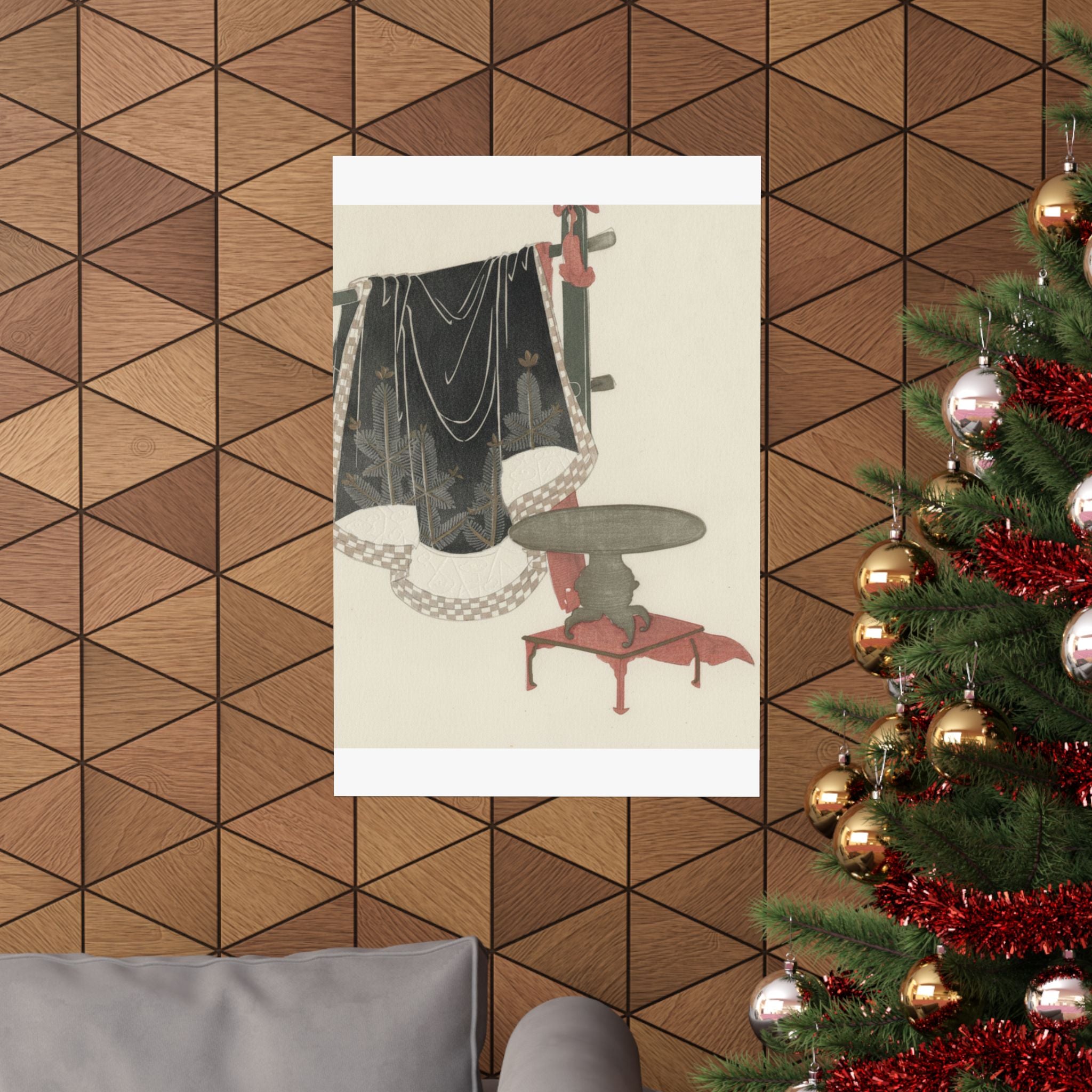 Botanical — Flower Vase With Stand; Dress Hanging On A Clothesrack — Matte Poster