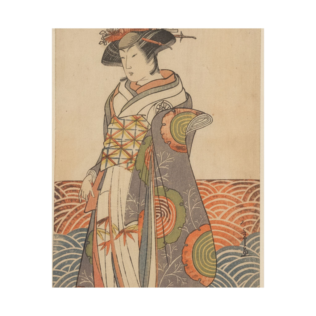 Product Marketing — The Third Segawa Kikunojo As A Woman Standing In A Room Having A Wave-Pattern Da — Matte Poster