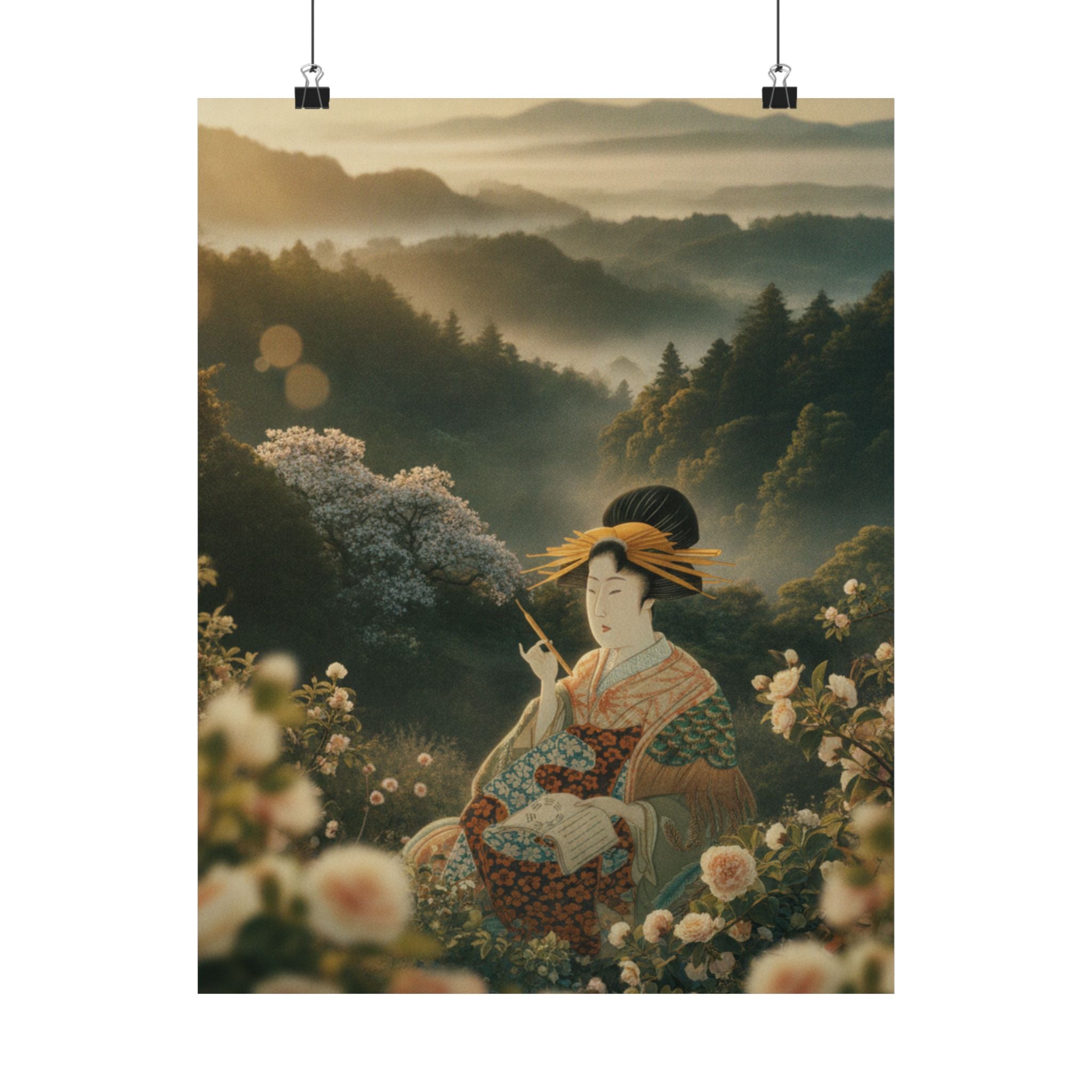 Scenic Nature — Courtesan With Book And Hair-Pin — Matte Poster