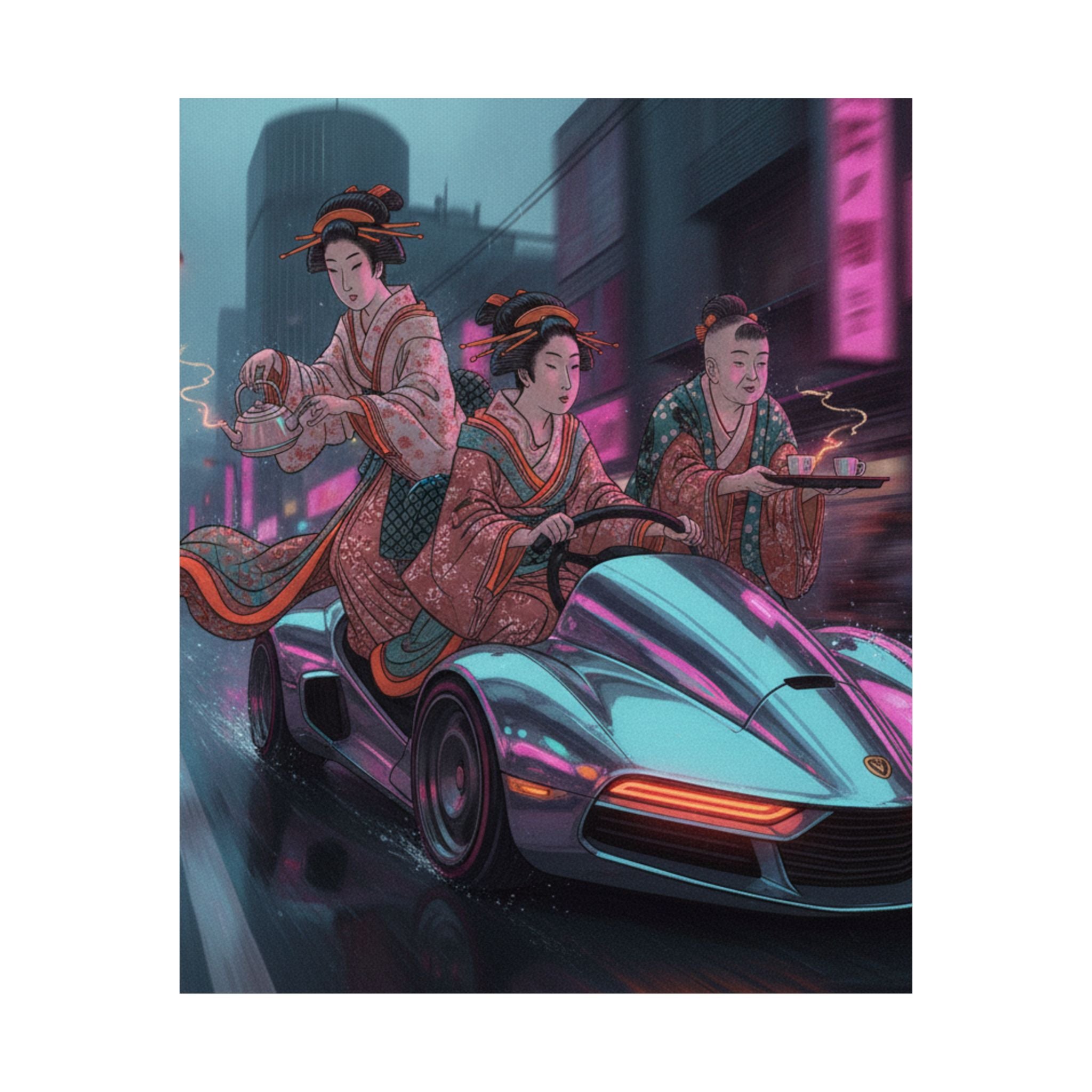 Fast Furious — Two Young Ladies Having Tea Attended By Elderly Servant — Matte Poster
