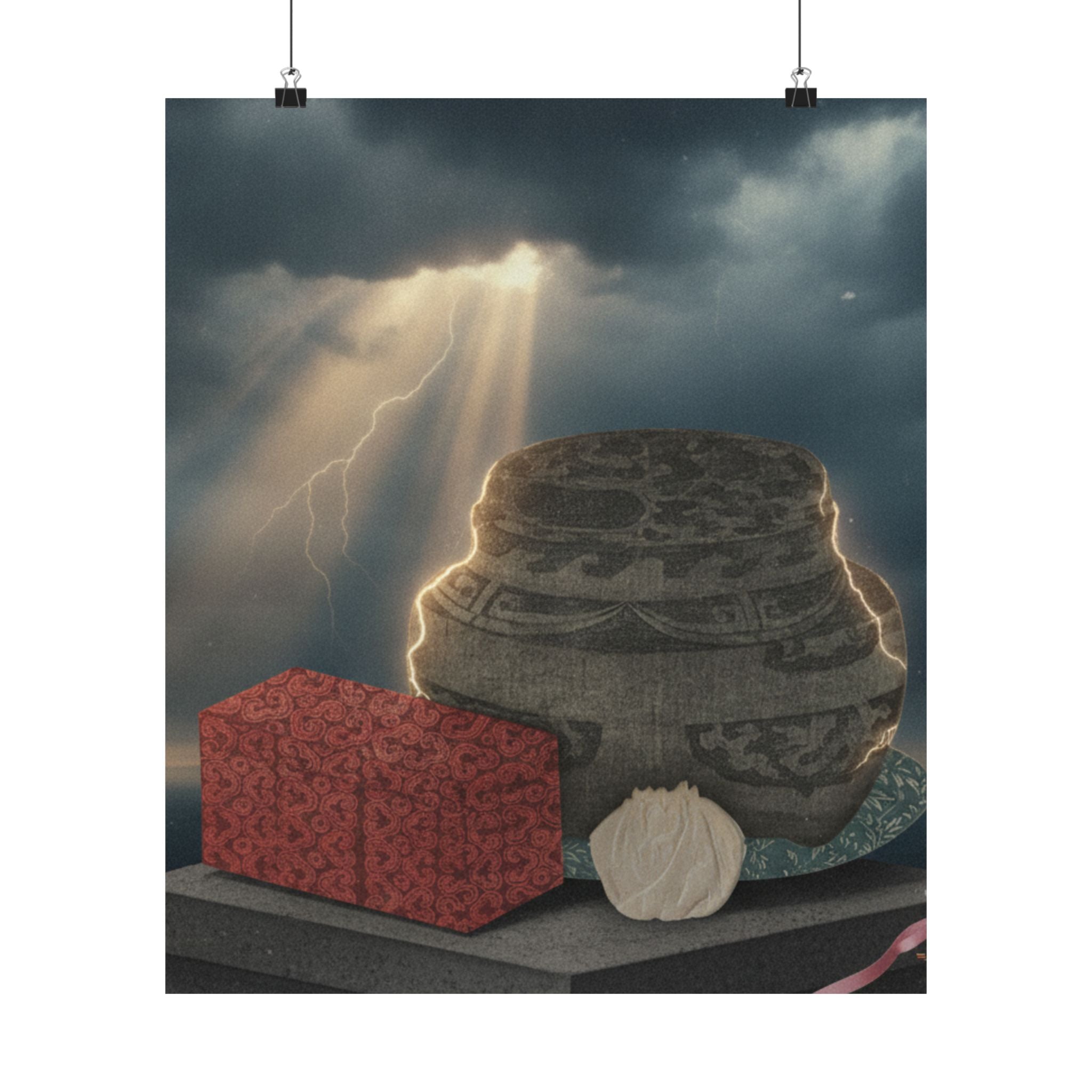 Dramatic Storm — Fire-Holder And Tea-Box — Matte Poster
