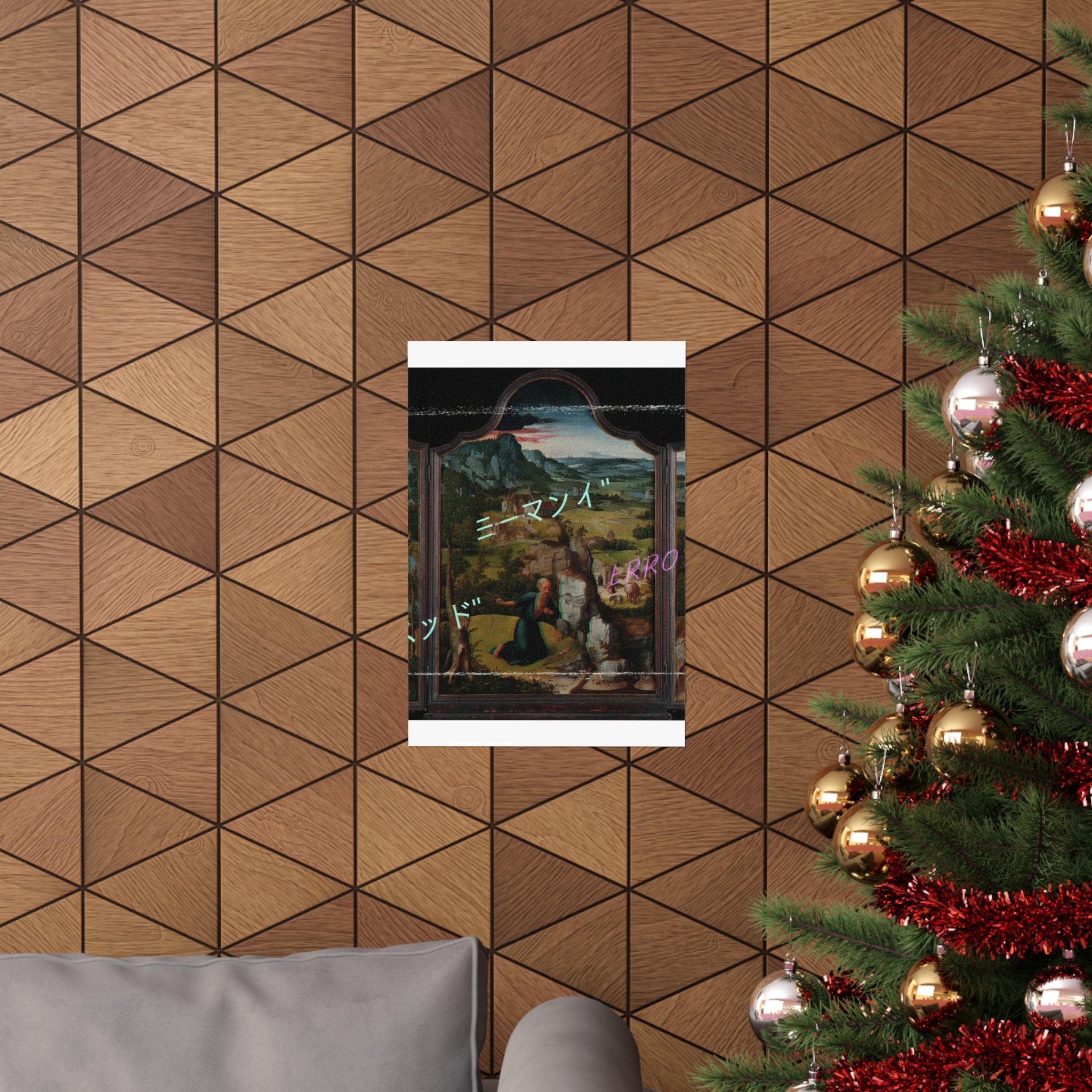 Glitched Renaissance Triptych Vaporwave ERROR Matte Poster