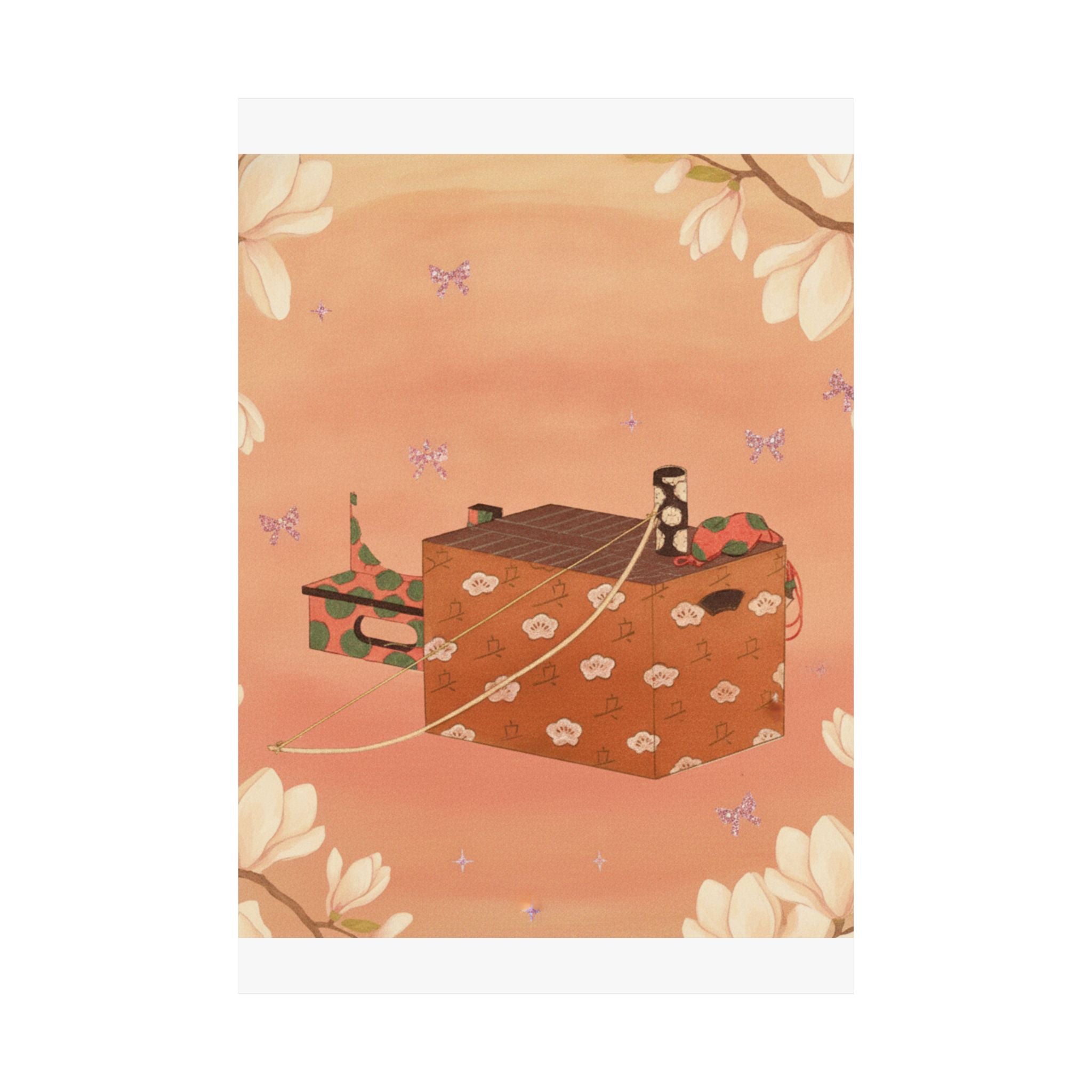 Southern Sunset — Box For Sugoroku Game (A Kind Of Backgammon), Bow And Drum — Matte Poster