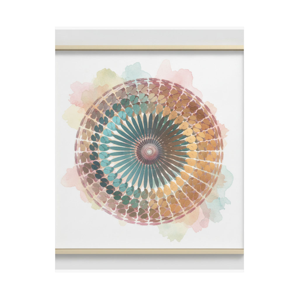 Terracotta and Teal Watercolour Spiral Mandala Poster