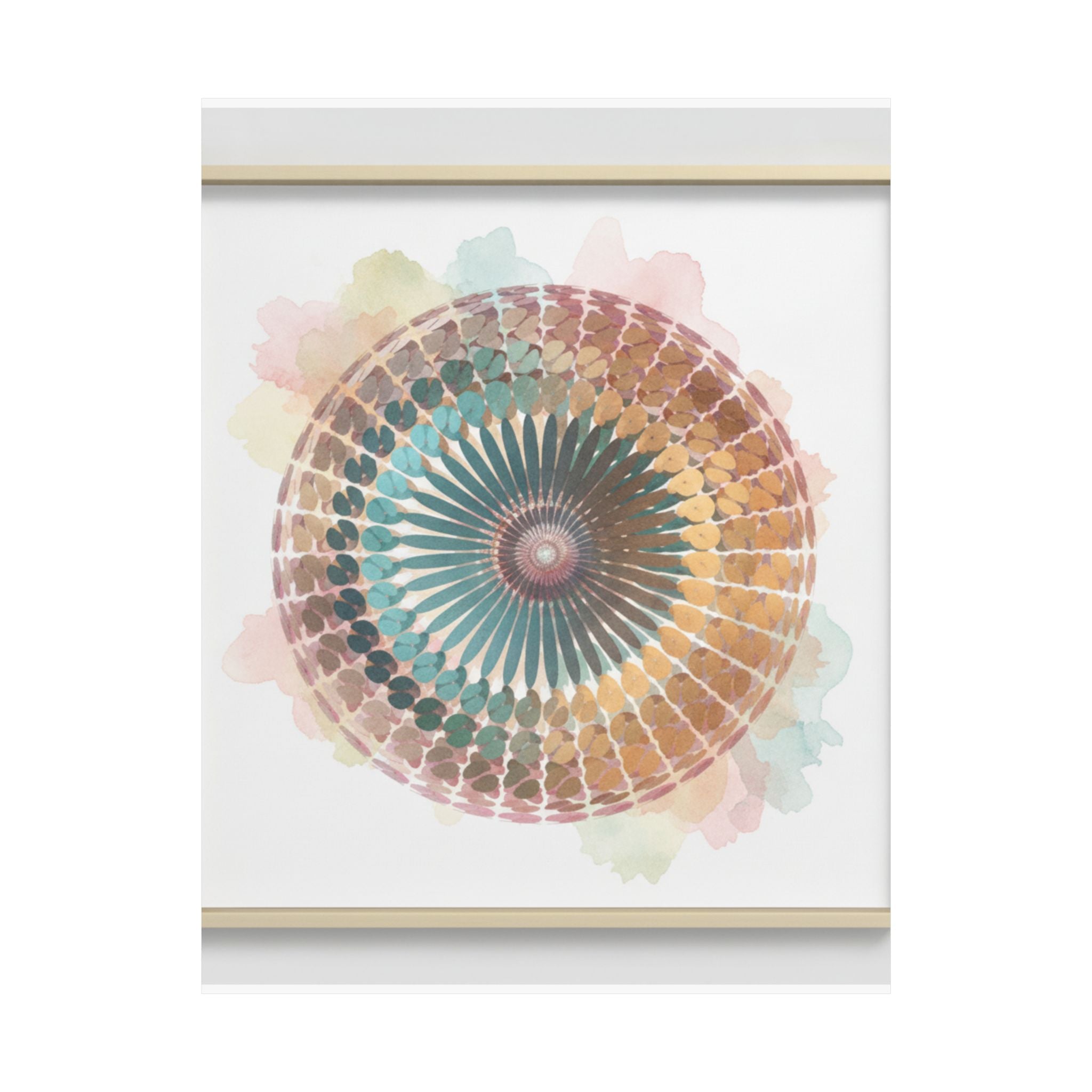 Terracotta and Teal Watercolour Spiral Mandala Poster