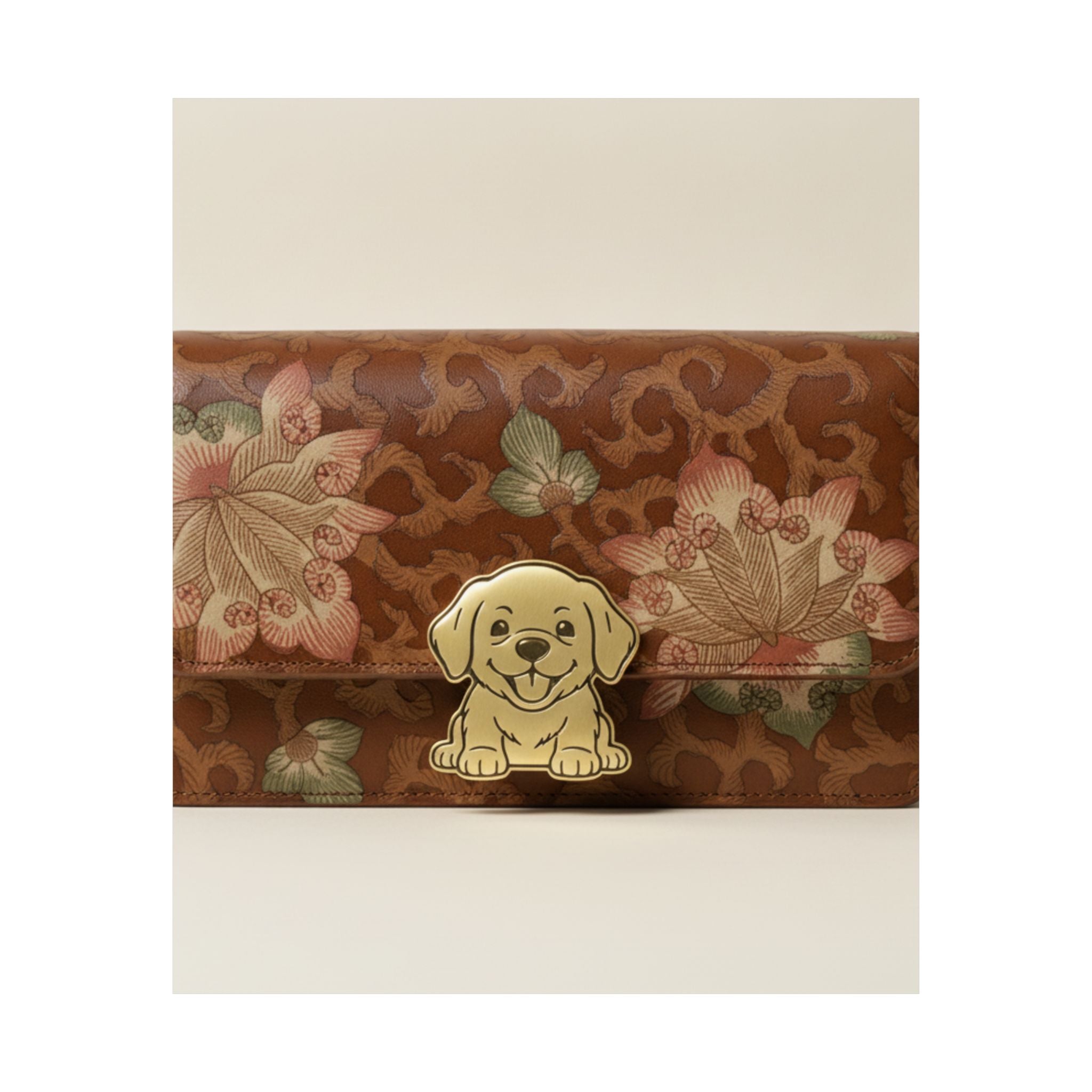 Product Marketing — Leather Purse With A Buckle In The Shape Of A Puppy — Matte Poster