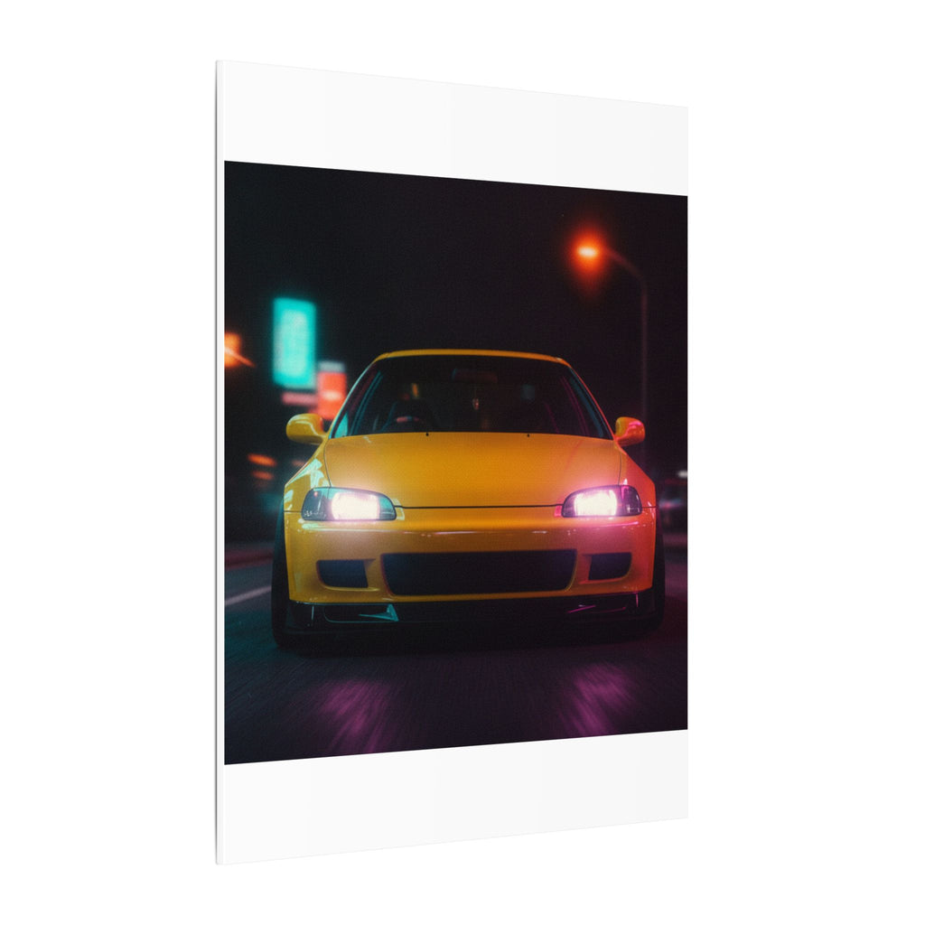 Neon Night JDM Yellow Coupe Street Matte Canvas