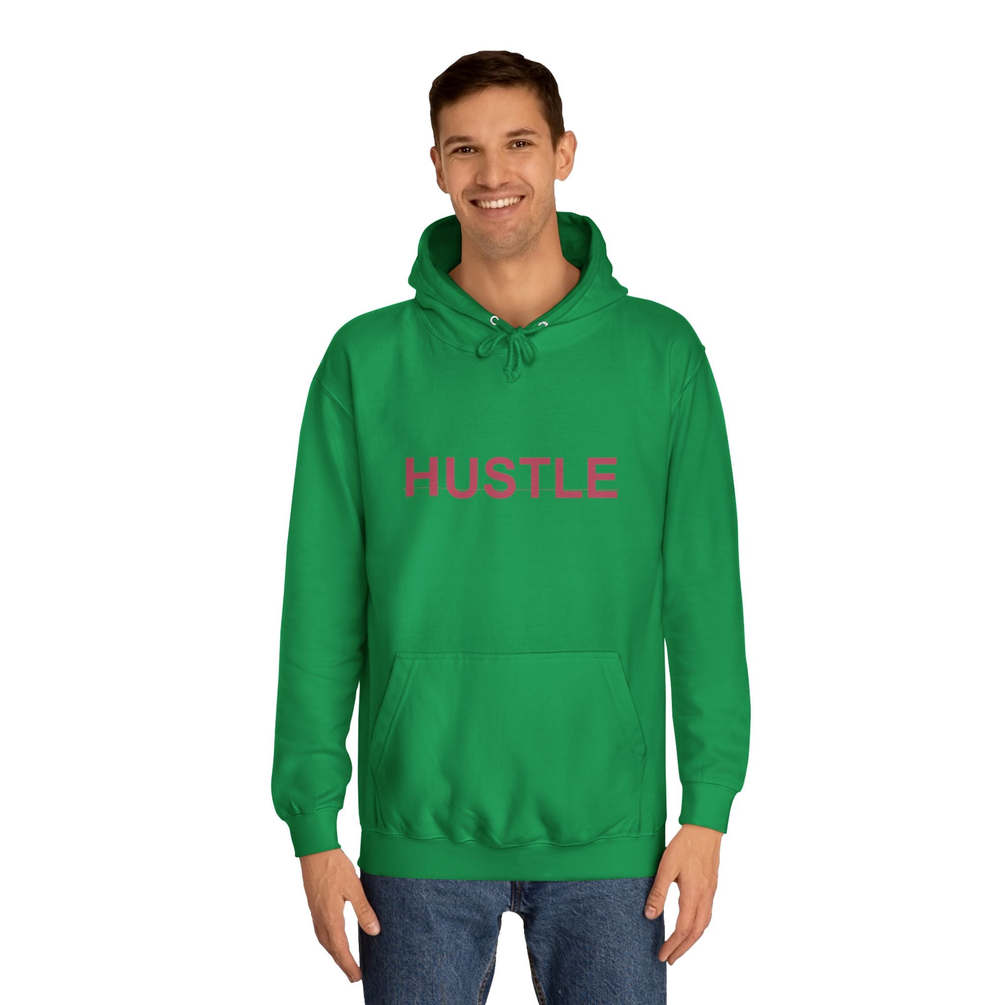 HUSTLE Bold Crimson Minimal Typography Hoodie