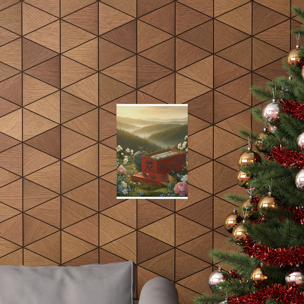 Scenic Nature — Red Lacquer Box And Water-Pot — Matte Poster