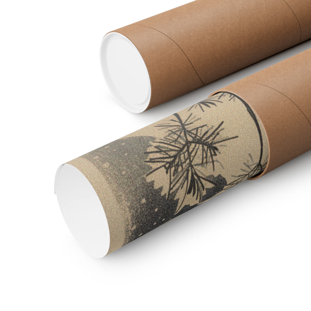 Japanese Street — Golden Pheasant And Pine Shoots In Snow — Matte Poster