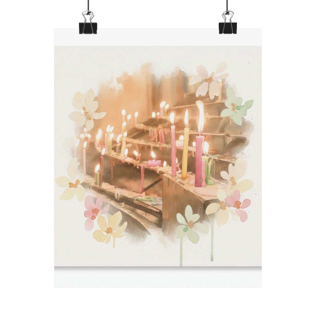 Watercolor — Candle — Matte Poster