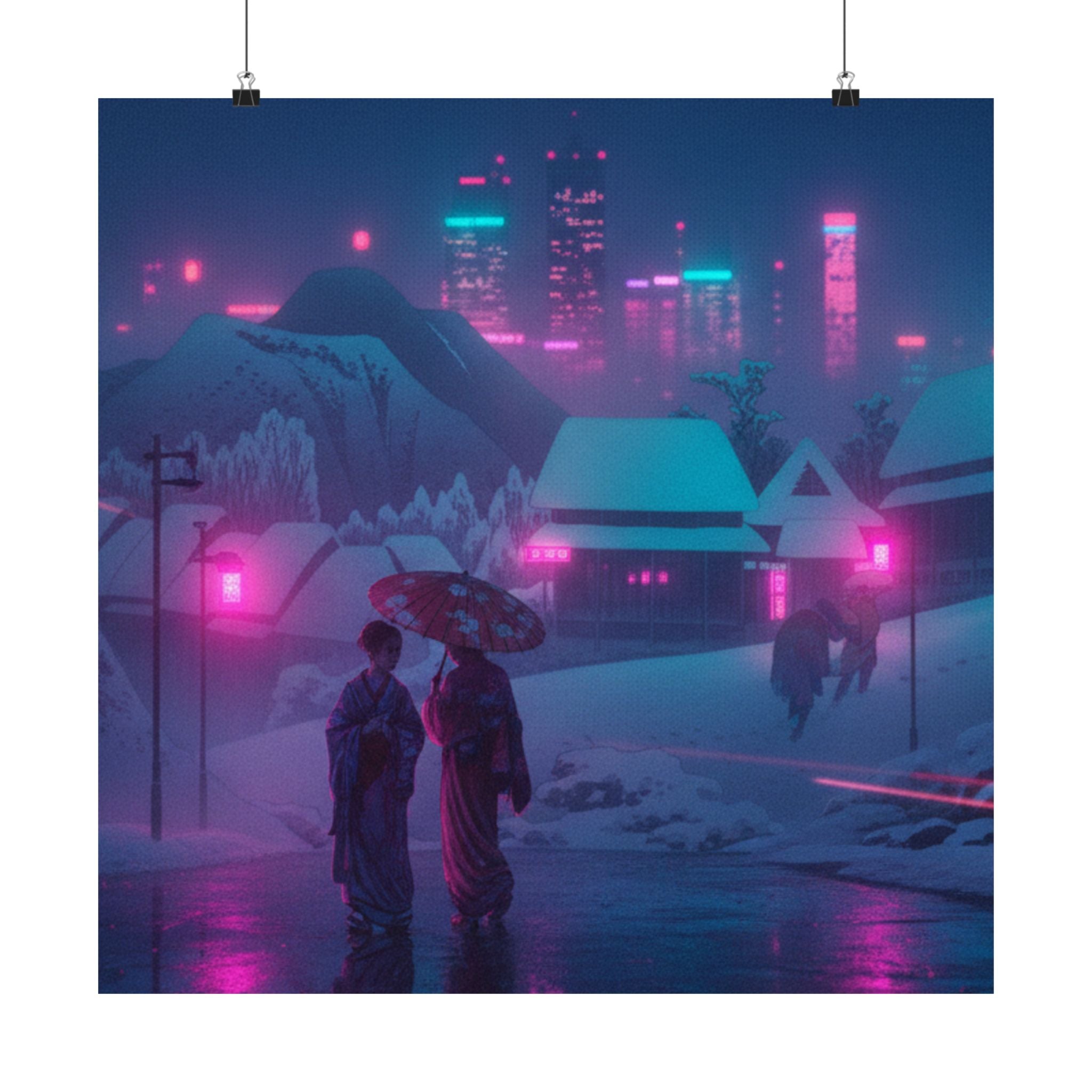 Neon Noir — Evening Snow — Matte Poster