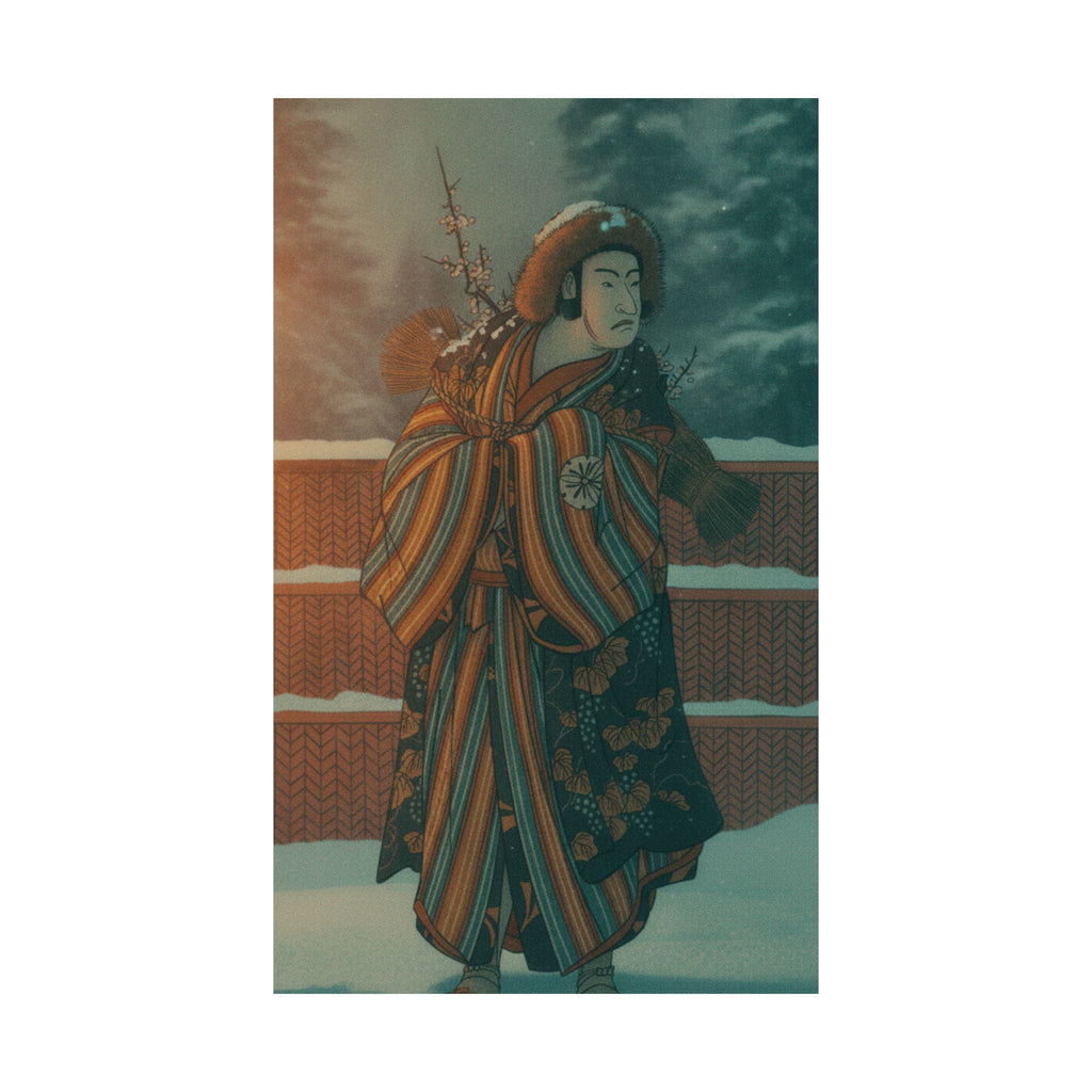 Cinematic — Matsumoto Sumezō As A Man In Winter Attire Standing In The Snow — Matte Poster