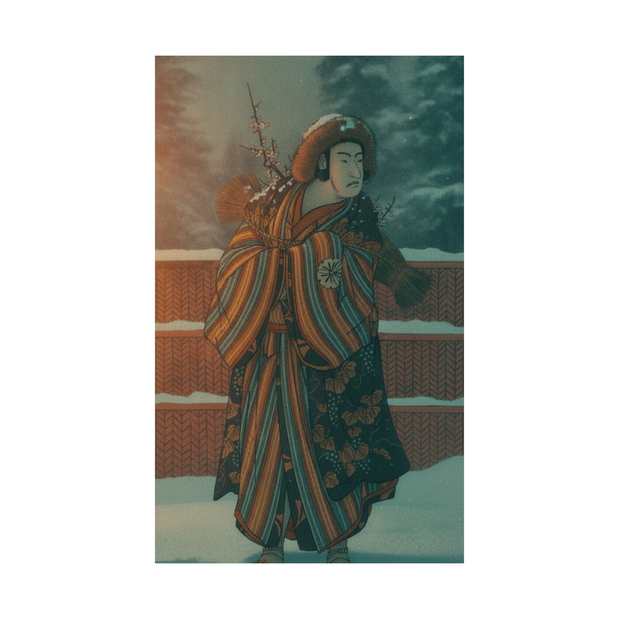 Cinematic — Matsumoto Sumezō As A Man In Winter Attire Standing In The Snow — Matte Poster