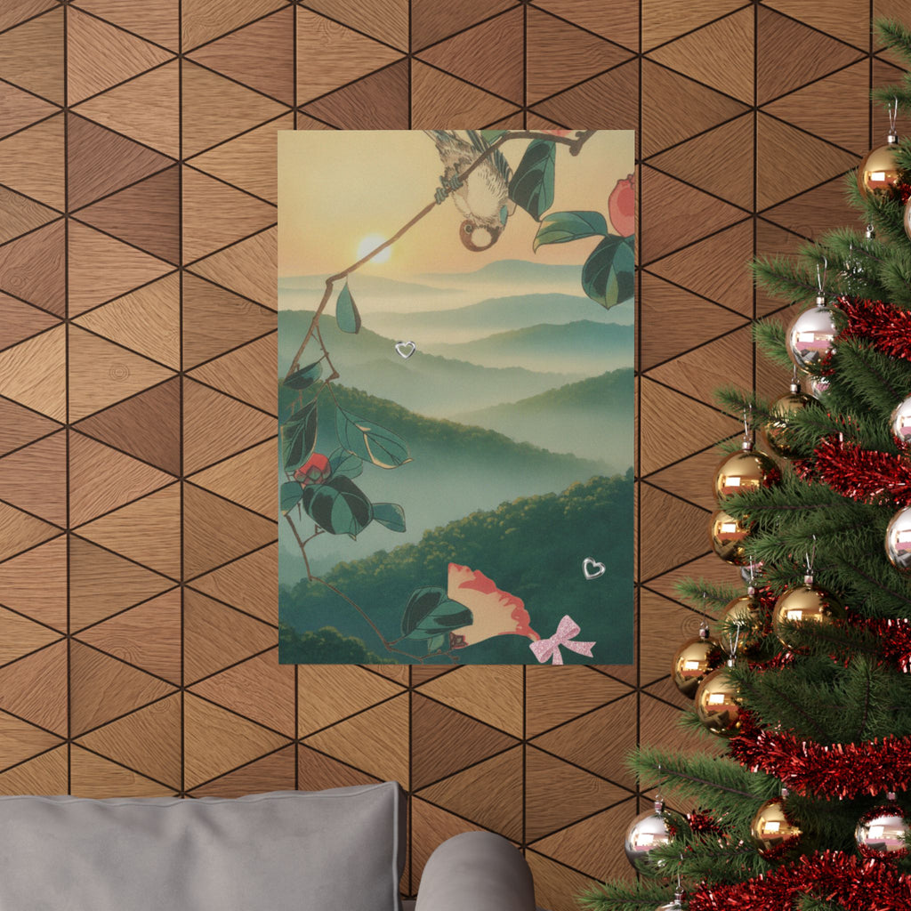 Scenic Nature — Camellia And Bullfinch — Matte Poster