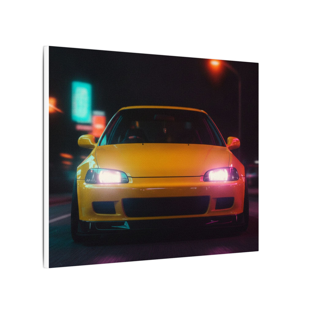 Neon Night JDM Yellow Coupe Street Matte Canvas