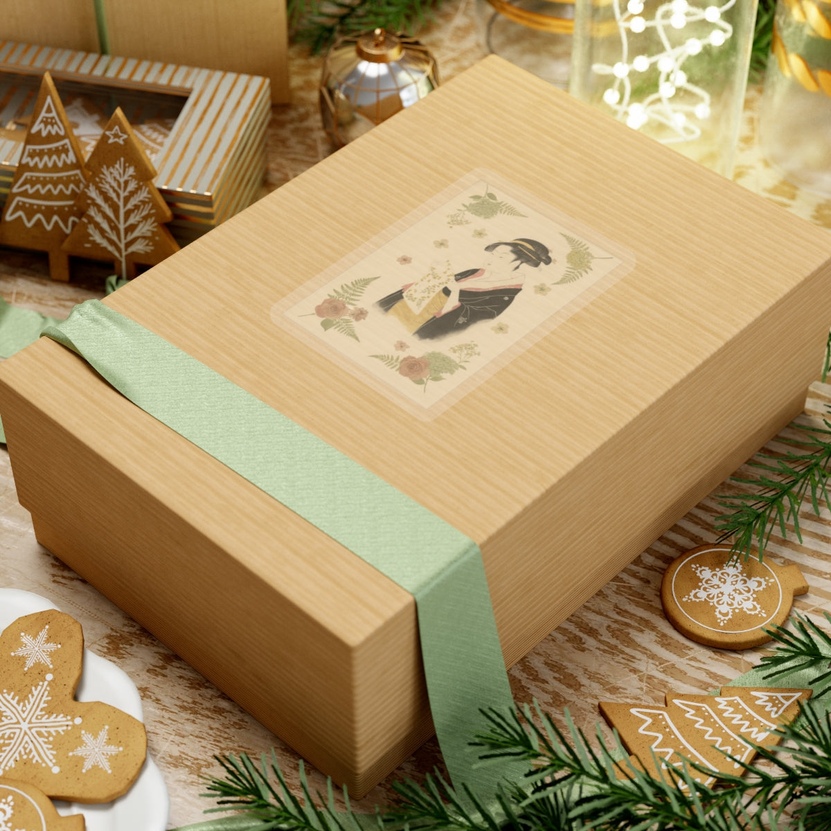 Botanical — The Lady Tomimoto Toyohina Reading A Letter — Kiss-Cut Sticker