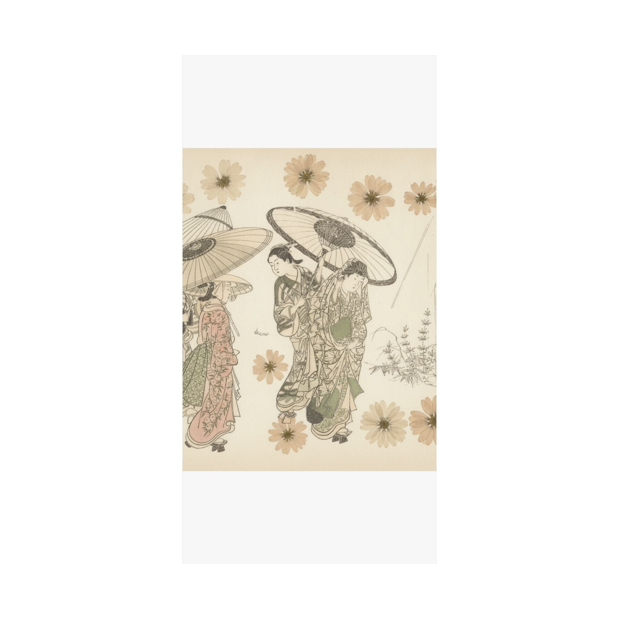 Botanical — A Lady With Three Attendants In The Rain — Matte Poster
