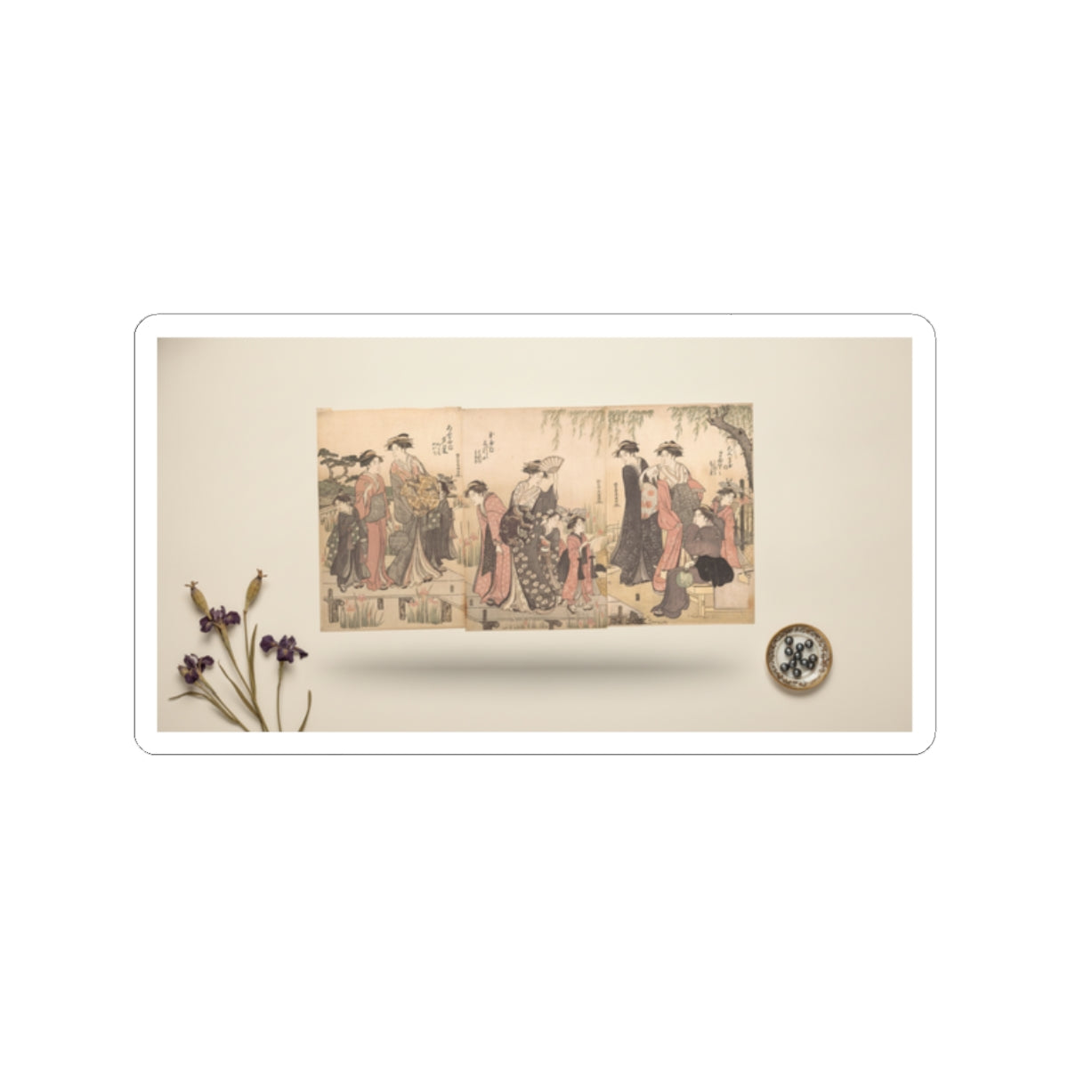 Product Marketing — Courtesans In An Iris Garden — Kiss-Cut Sticker