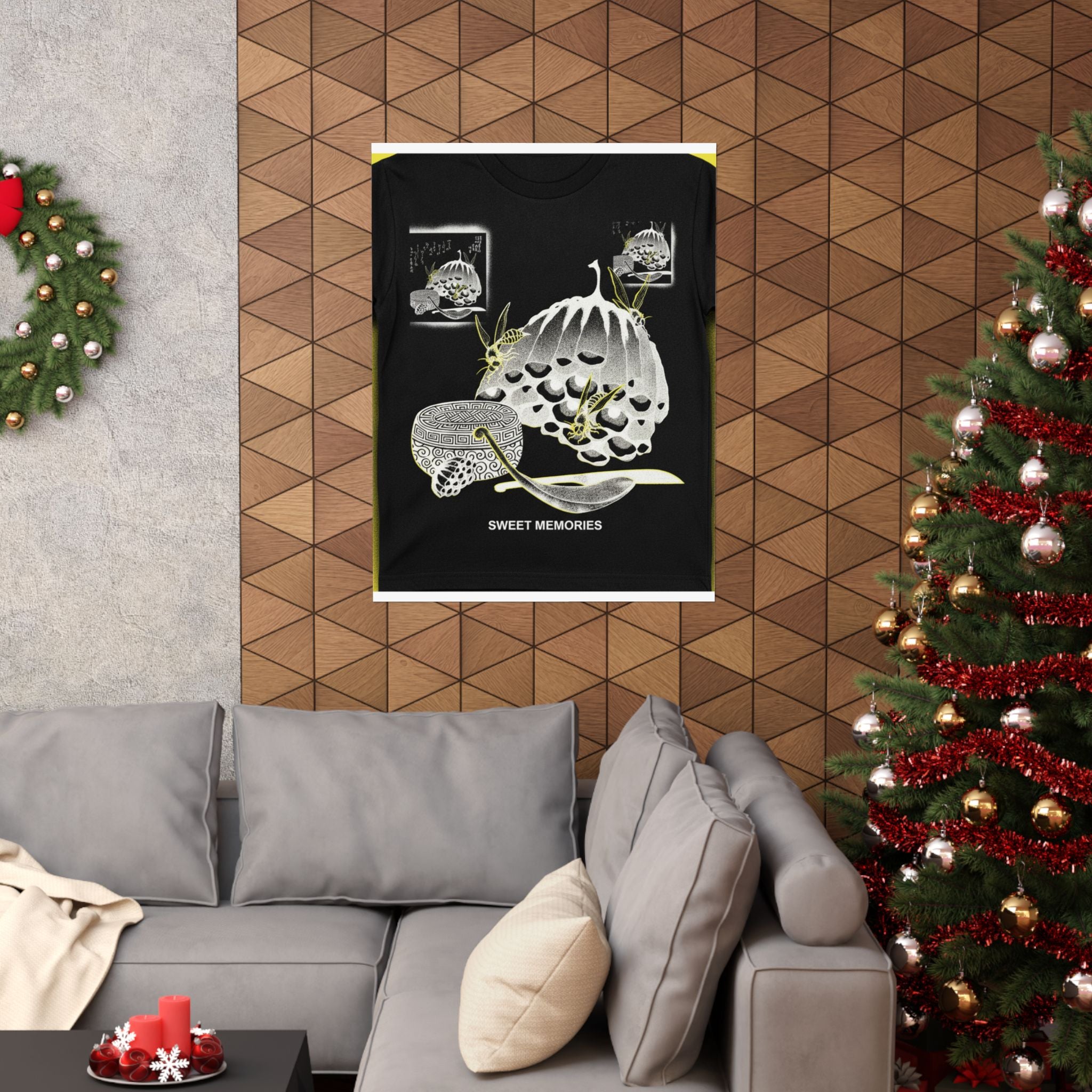 Streetwear Collage — Hives With Wasps, And A Box With A Spoon For Honey — Matte Poster