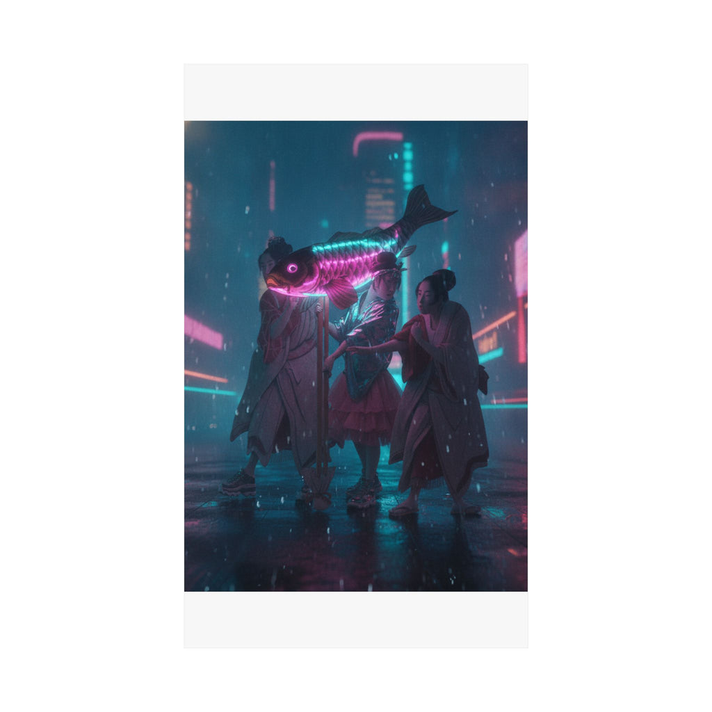 Neon Noir — Lantern Float — Matte Poster