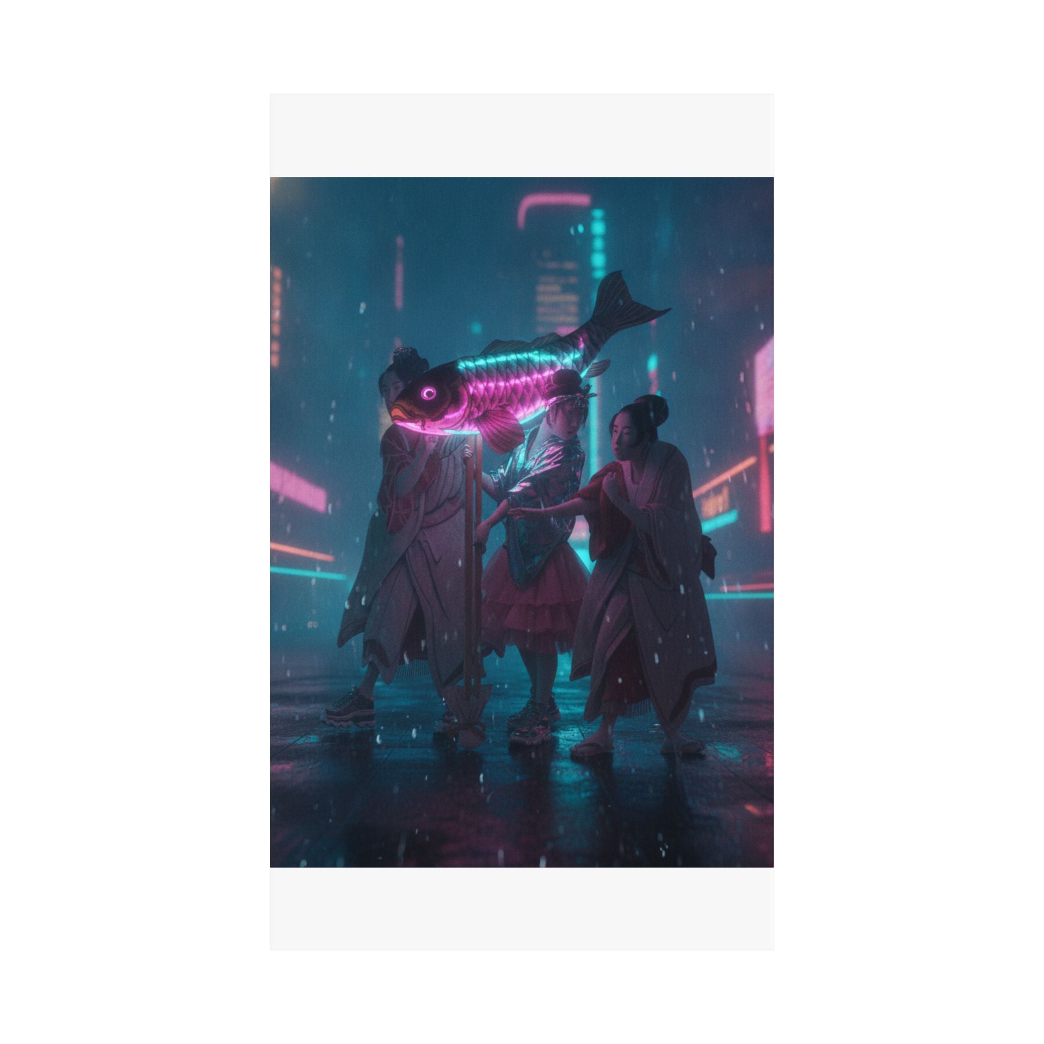 Neon Noir — Lantern Float — Matte Poster