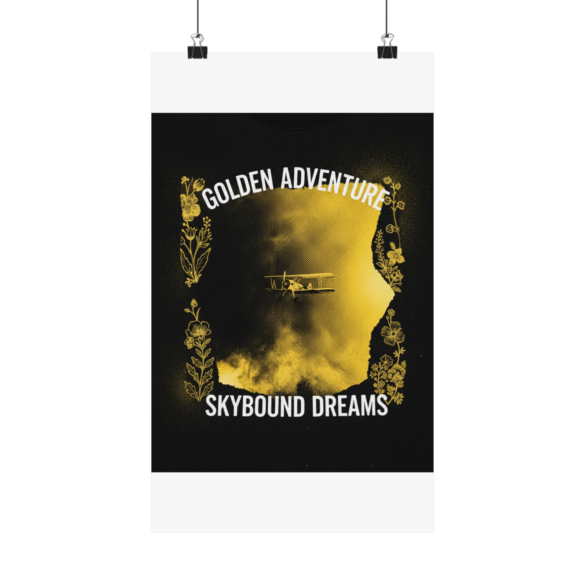 Golden Adventure Skybound Dreams Biplane Art Poster