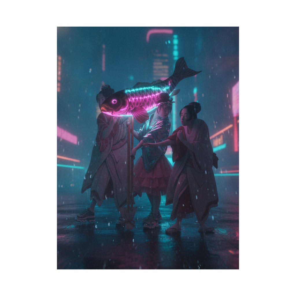 Neon Noir — Lantern Float — Matte Poster
